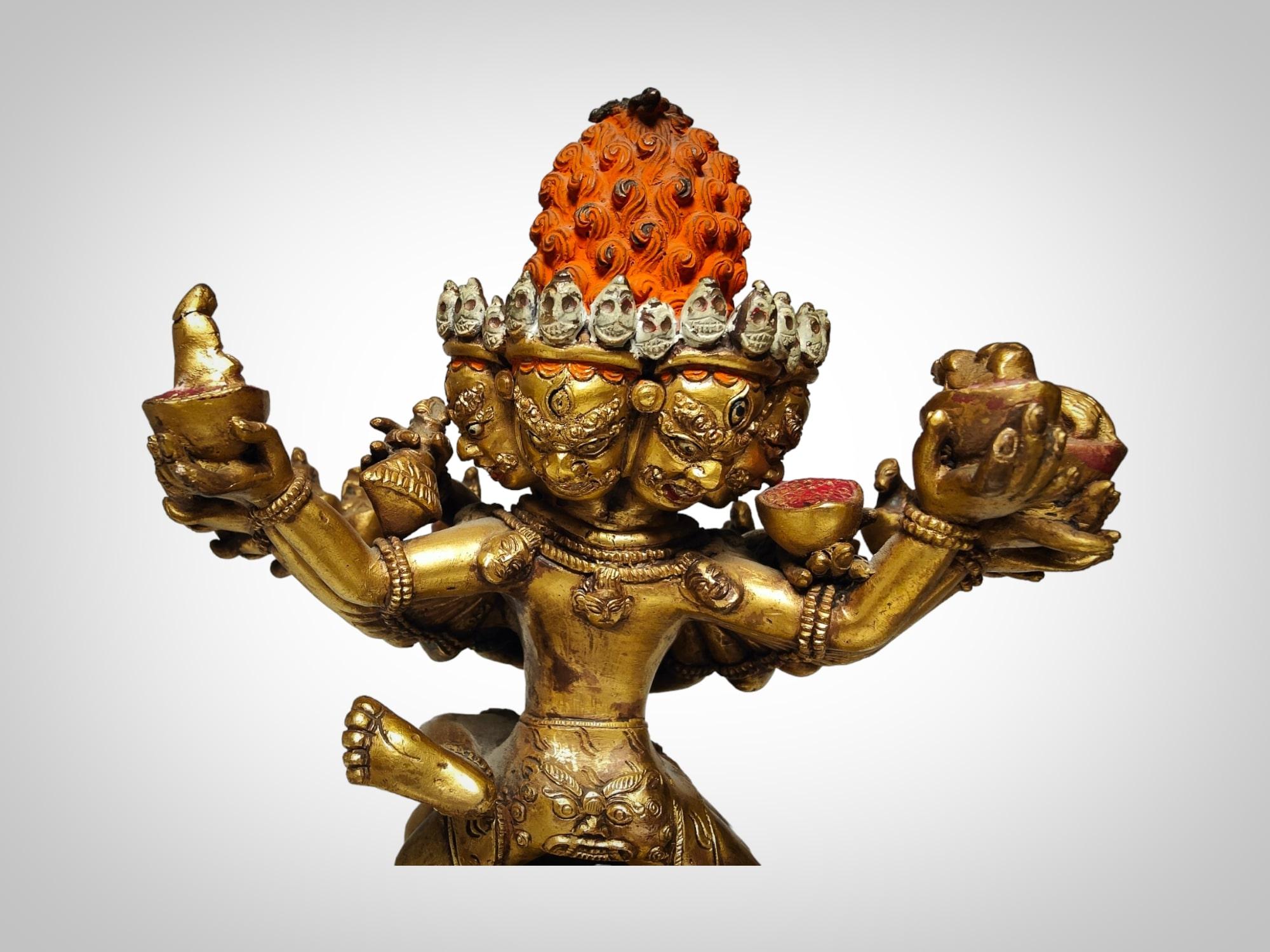 Exceptional 18th Century Chinese Tibetan Gilt Bronze Cakrasamvara in Yab Yum For Sale 5