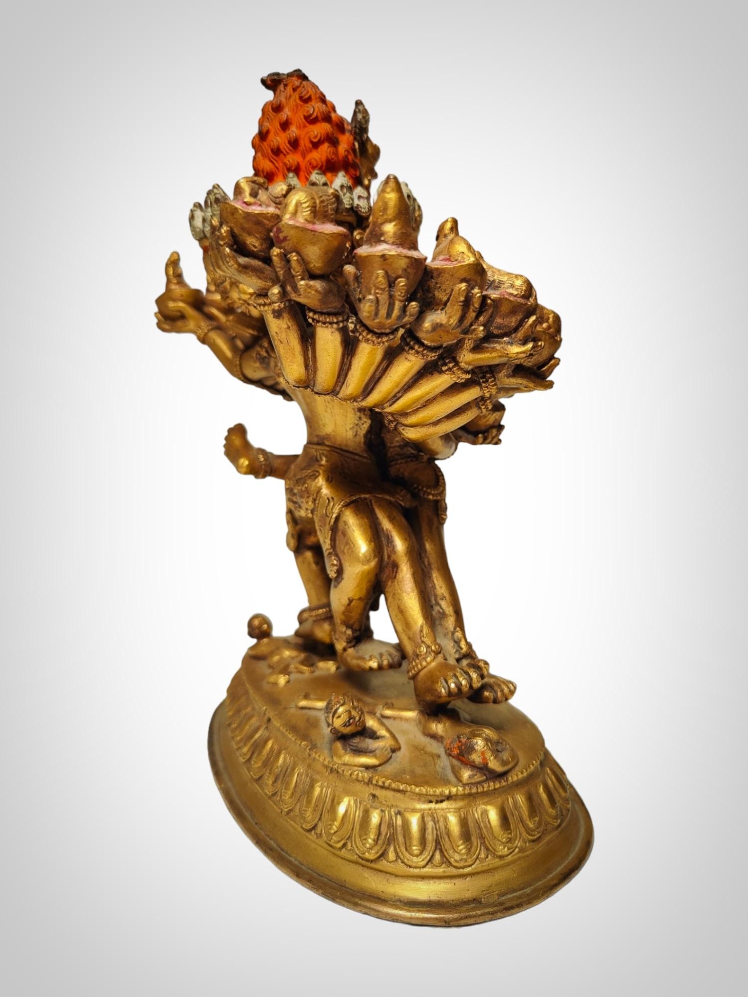 Exceptional 18th Century Chinese Tibetan Gilt Bronze Cakrasamvara in Yab Yum For Sale 6