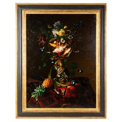 Exceptional 18th Century Dutch Old Master Still Life Goldfish Oil Painting