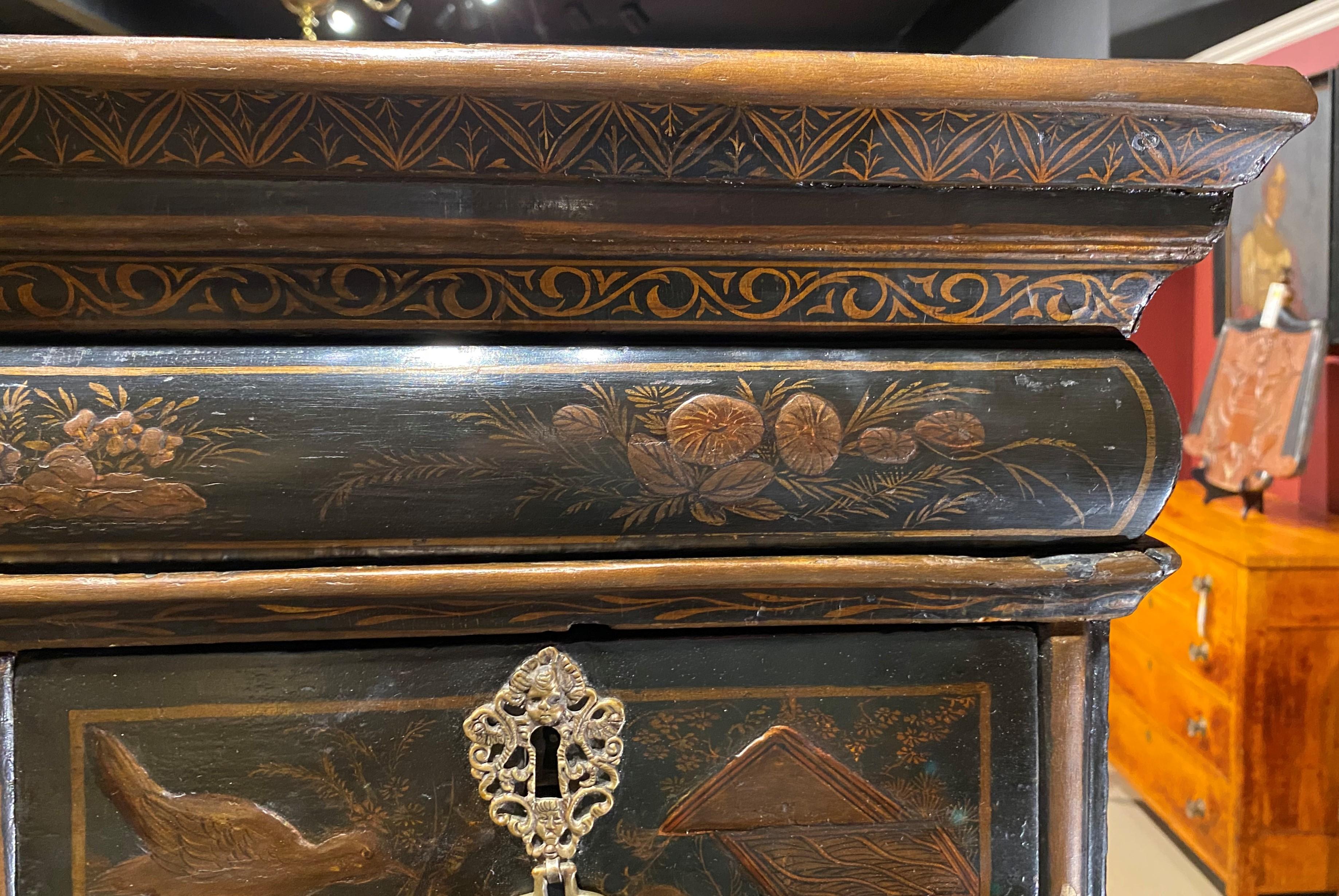 Exceptional 18th Century English Chinoiserie Two Part Oak Highboy For Sale 1