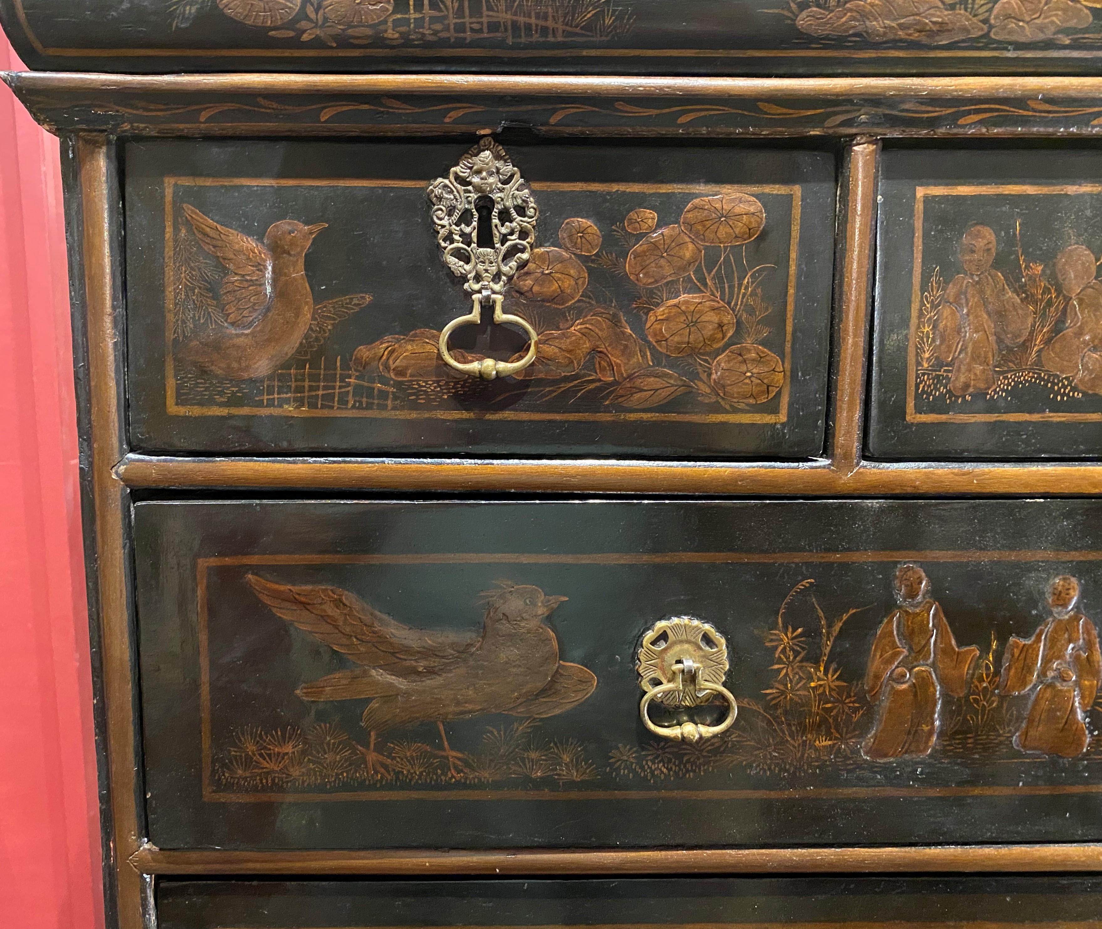 Exceptional 18th Century English Chinoiserie Two Part Oak Highboy For Sale 3