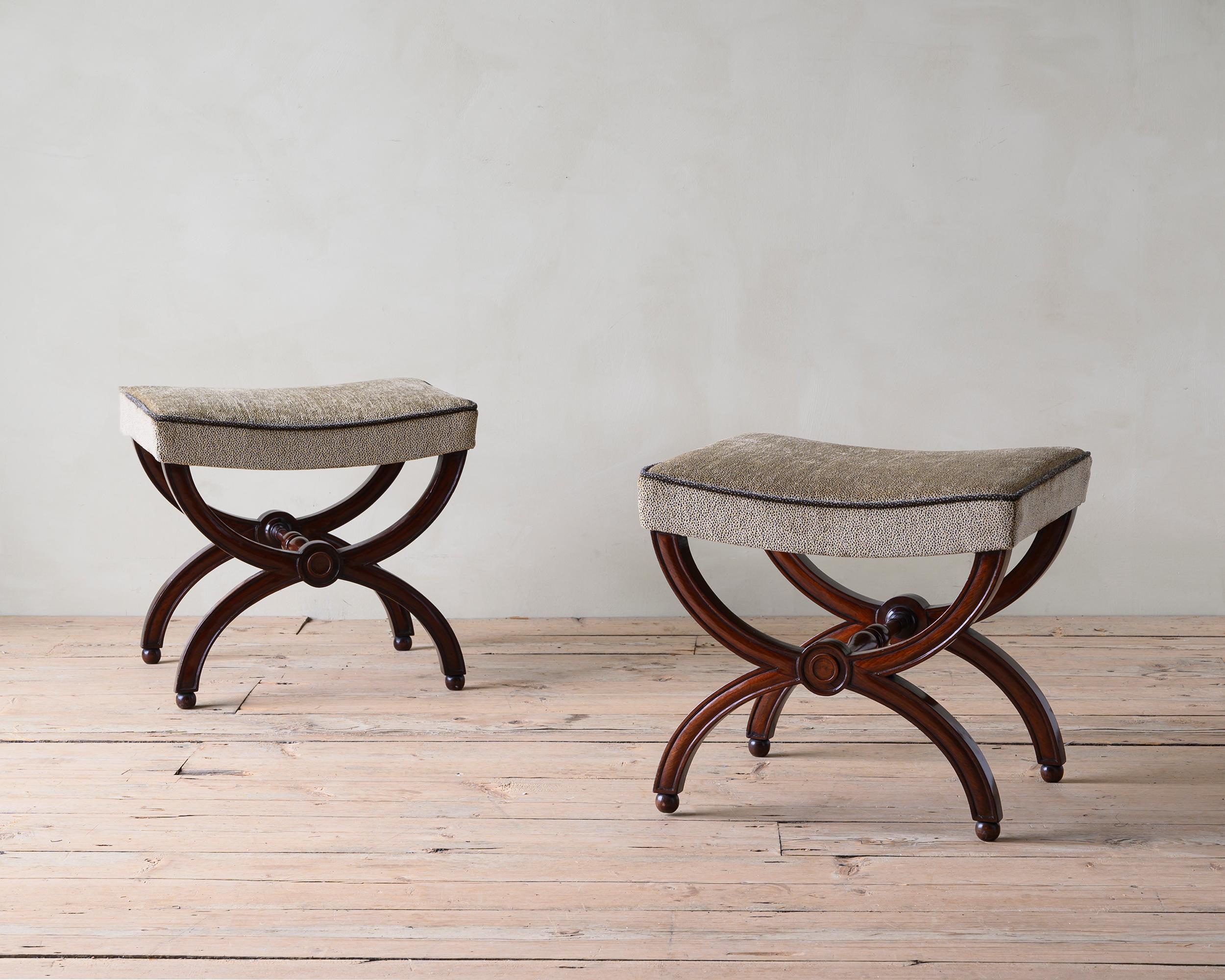 Directoire Exceptional 18th Century French Mahogany Stools For Sale