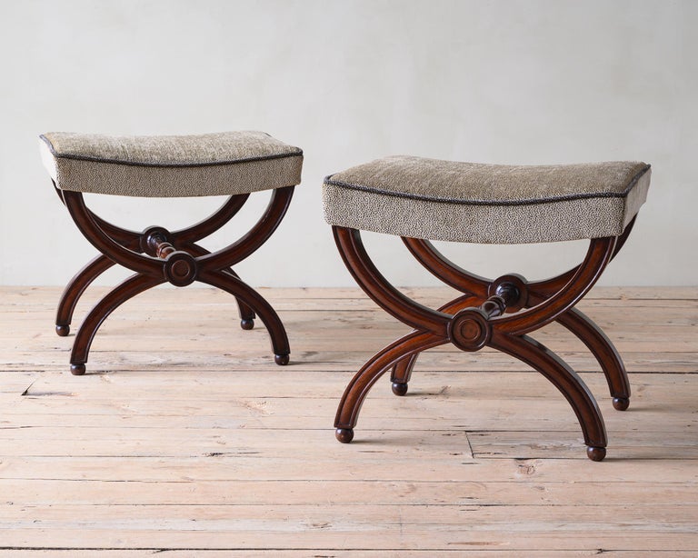 Exceptional 18th Century French Mahogany Stools For Sale at 1stDibs