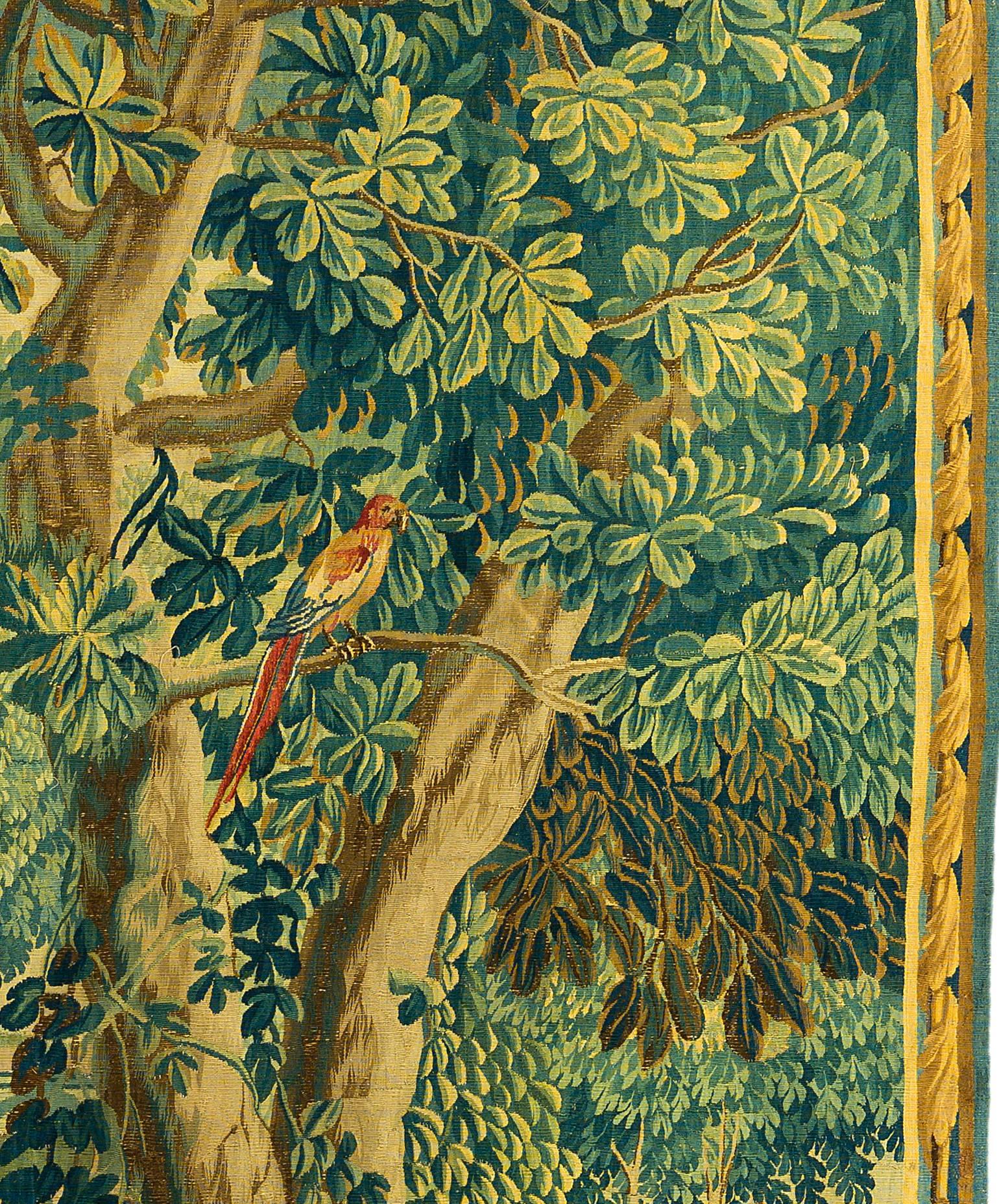 Hand-Woven Exceptional 18th Century French Verdure Tapestry Made in Arras For Sale