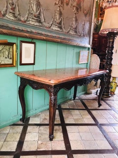 18th C. Louis XV Console Entrance Hunting serving Table Carved Stone & Wood farm