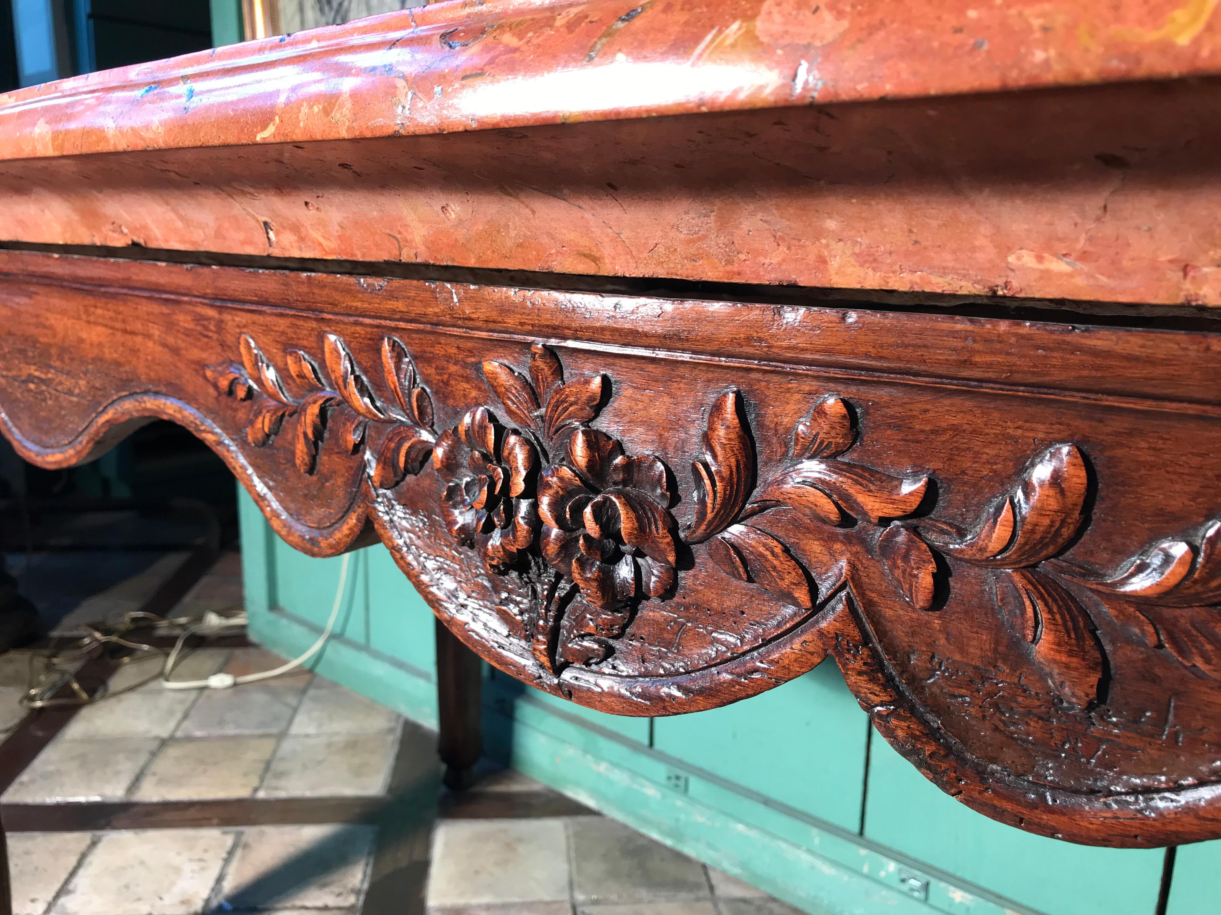 French 18th C. Louis XV Console Table Hunting Table Console Antiques Los Angeles CA LA For Sale