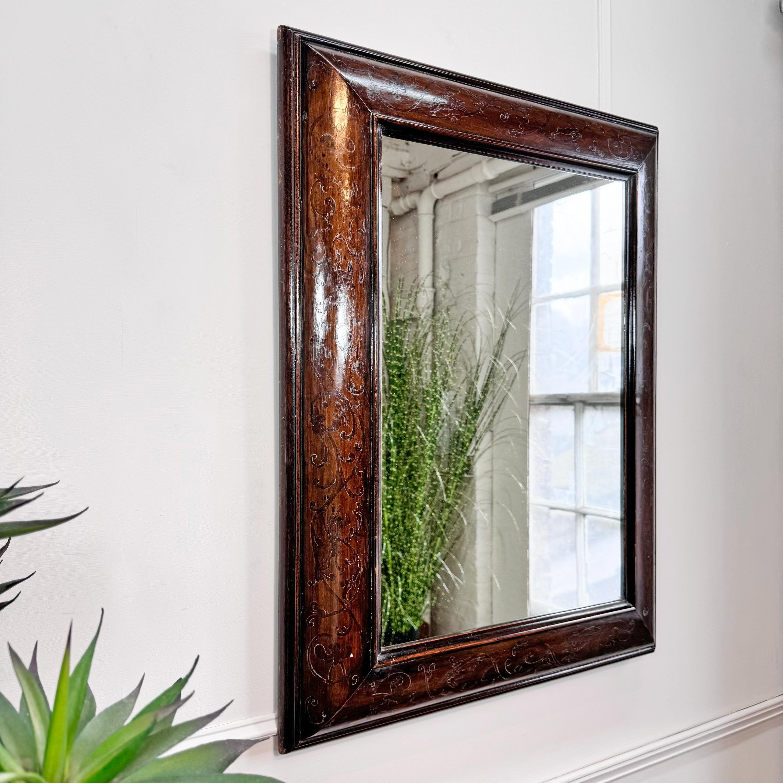 Exceptional 18th Century Marquetry Mirror in the William and Mary style For Sale 4