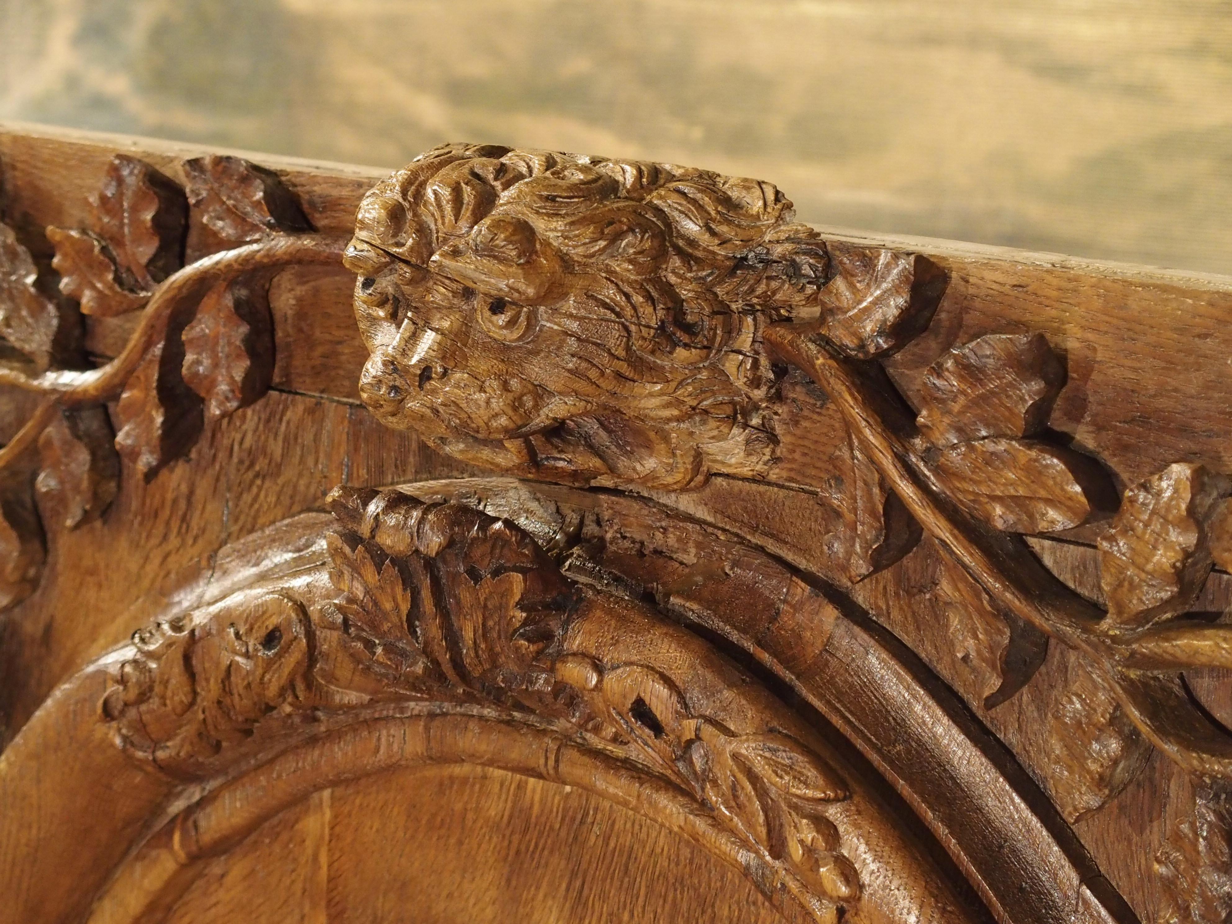 Exceptional 18th Century Oak Boiserie Panel from Chateau Saint-Maclou, Normandy For Sale 9