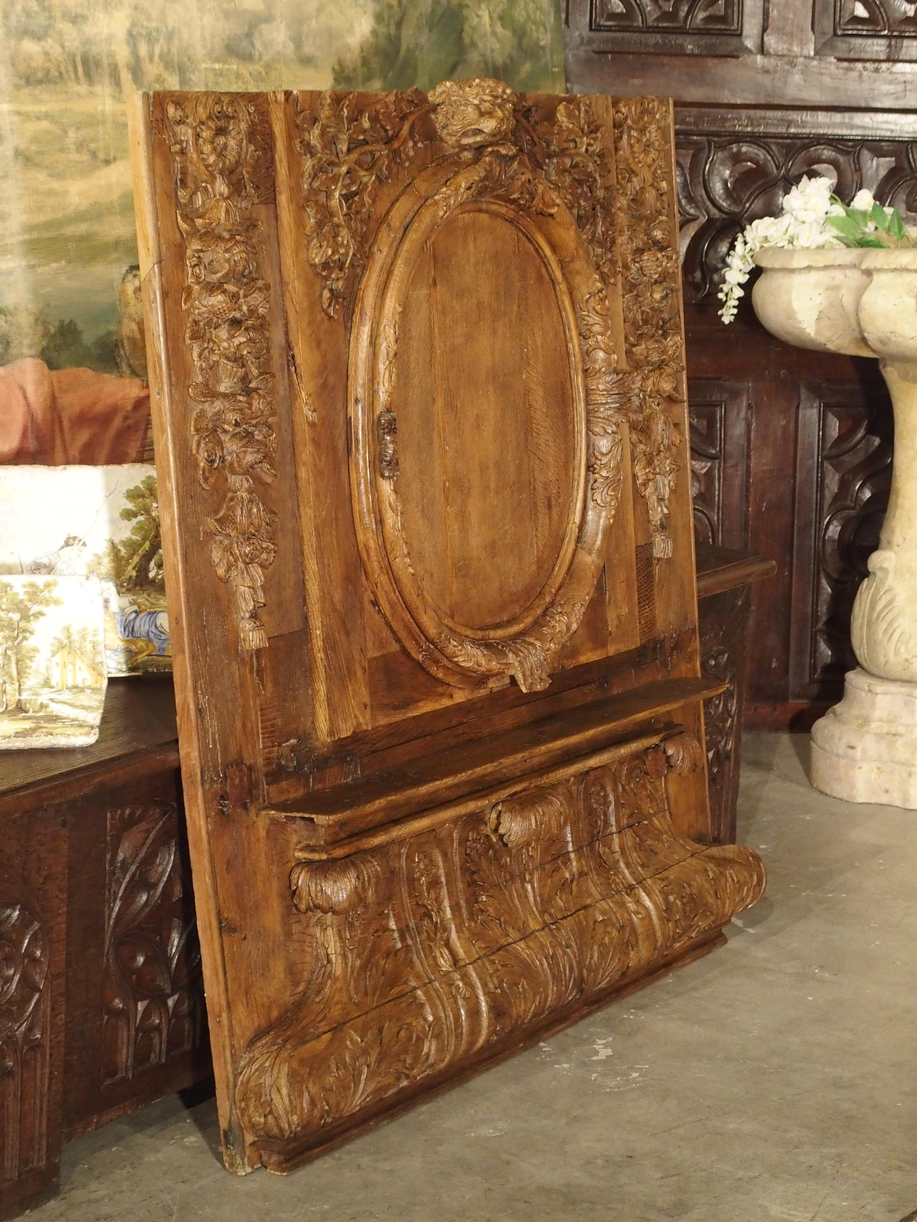 Hand-Carved Exceptional 18th Century Oak Boiserie Panel from Chateau Saint-Maclou, Normandy For Sale