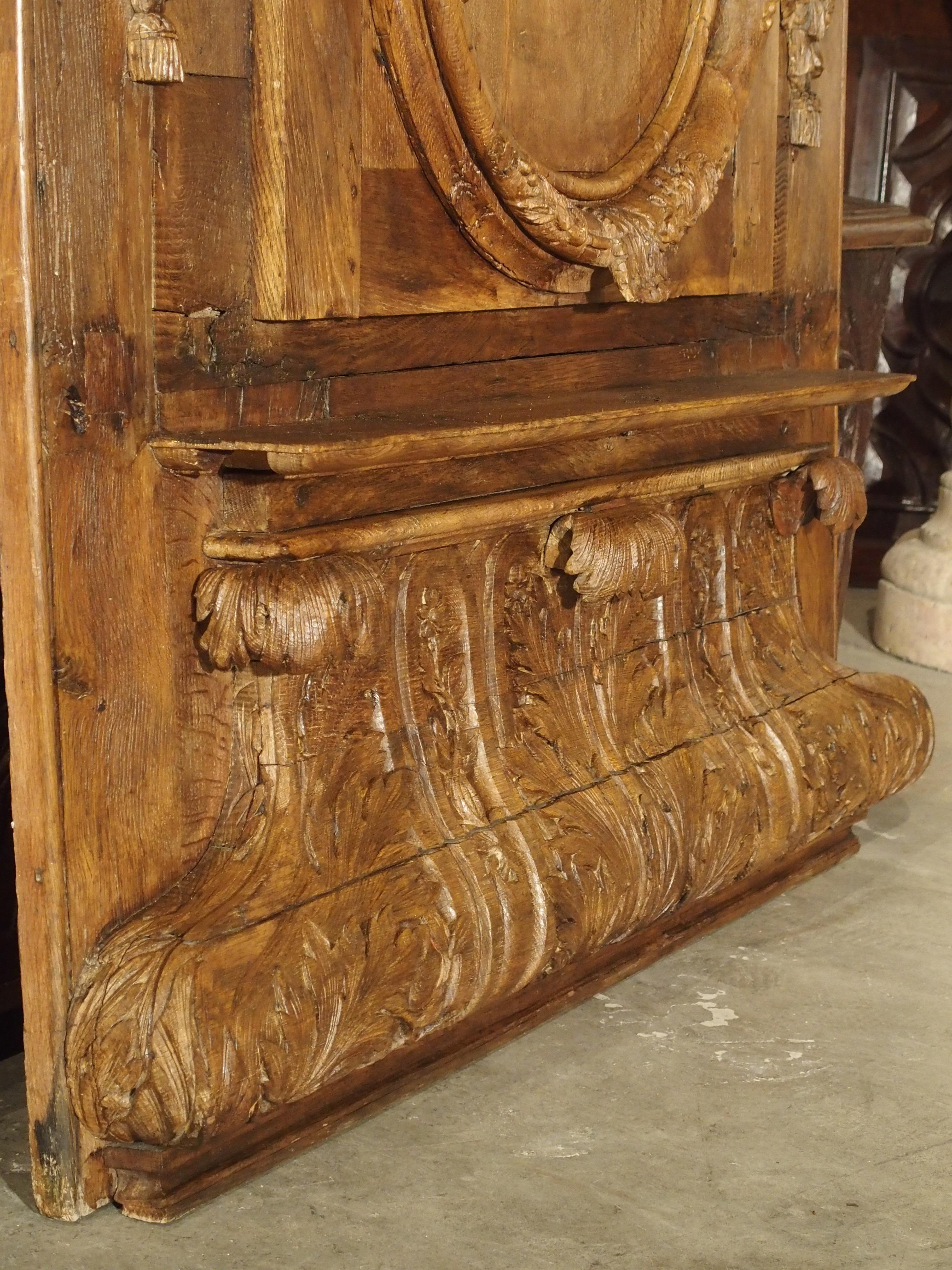 Hand-Carved Exceptional 18th Century Oak Boiserie Panel from Chateau Saint-Maclou, Normandy For Sale