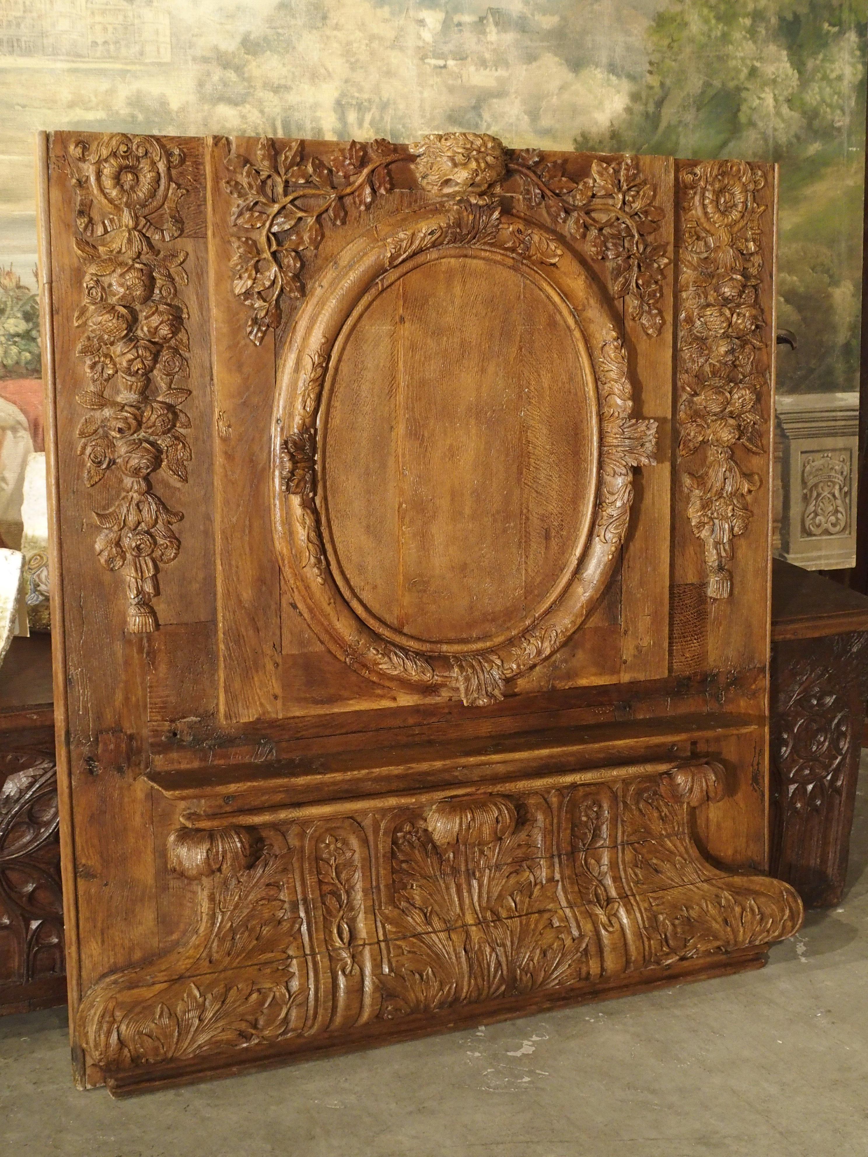 Mid-18th Century Exceptional 18th Century Oak Boiserie Panel from Chateau Saint-Maclou, Normandy For Sale