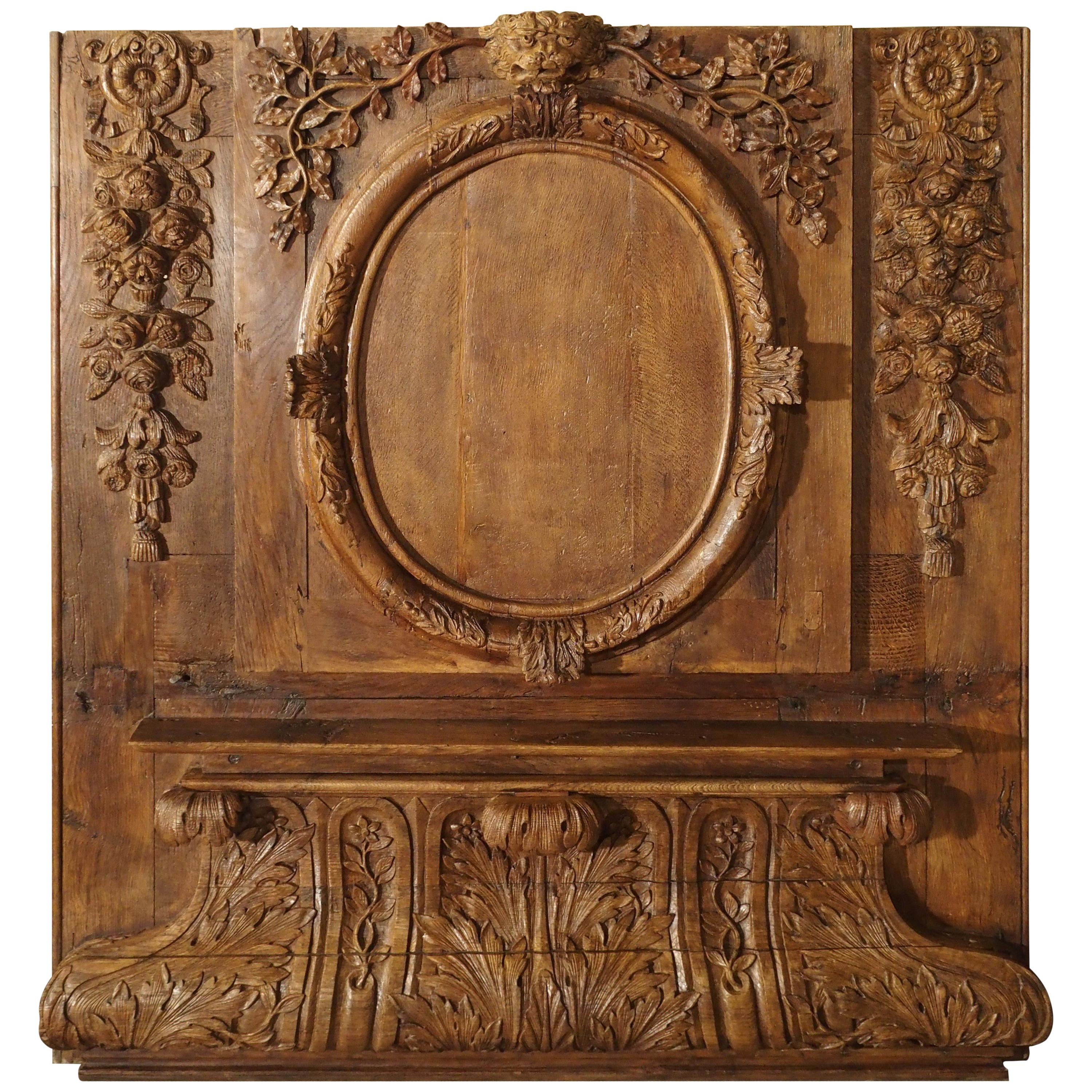 Exceptional 18th Century Oak Boiserie Panel from Chateau Saint-Maclou, Normandy