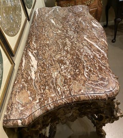 Exceptional 18th Century Rococo Giltwood Marble Top Commode