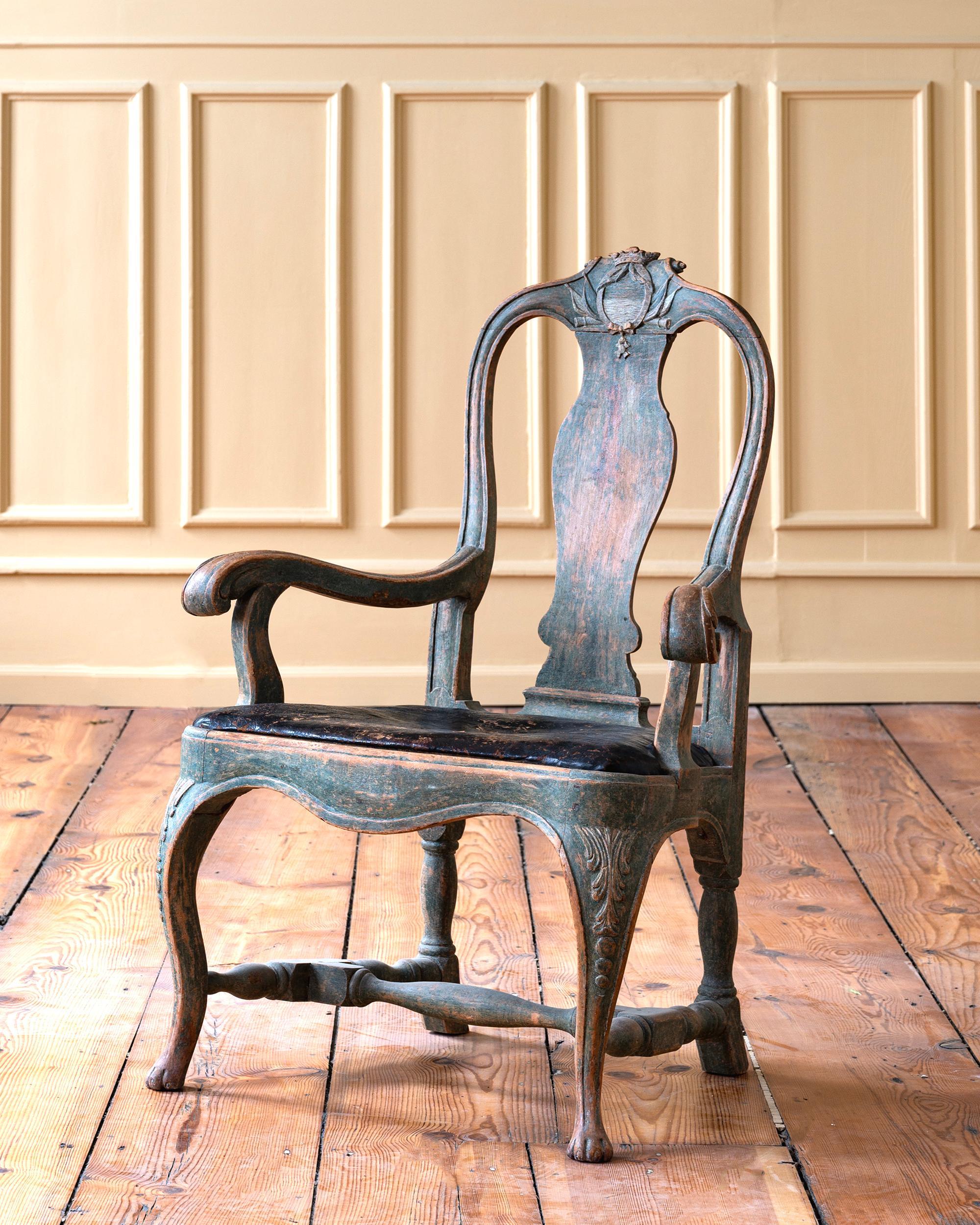 Excepcional sillón rococó sueco del siglo XVIII en Bueno estado para la venta en Bozeman, MT
