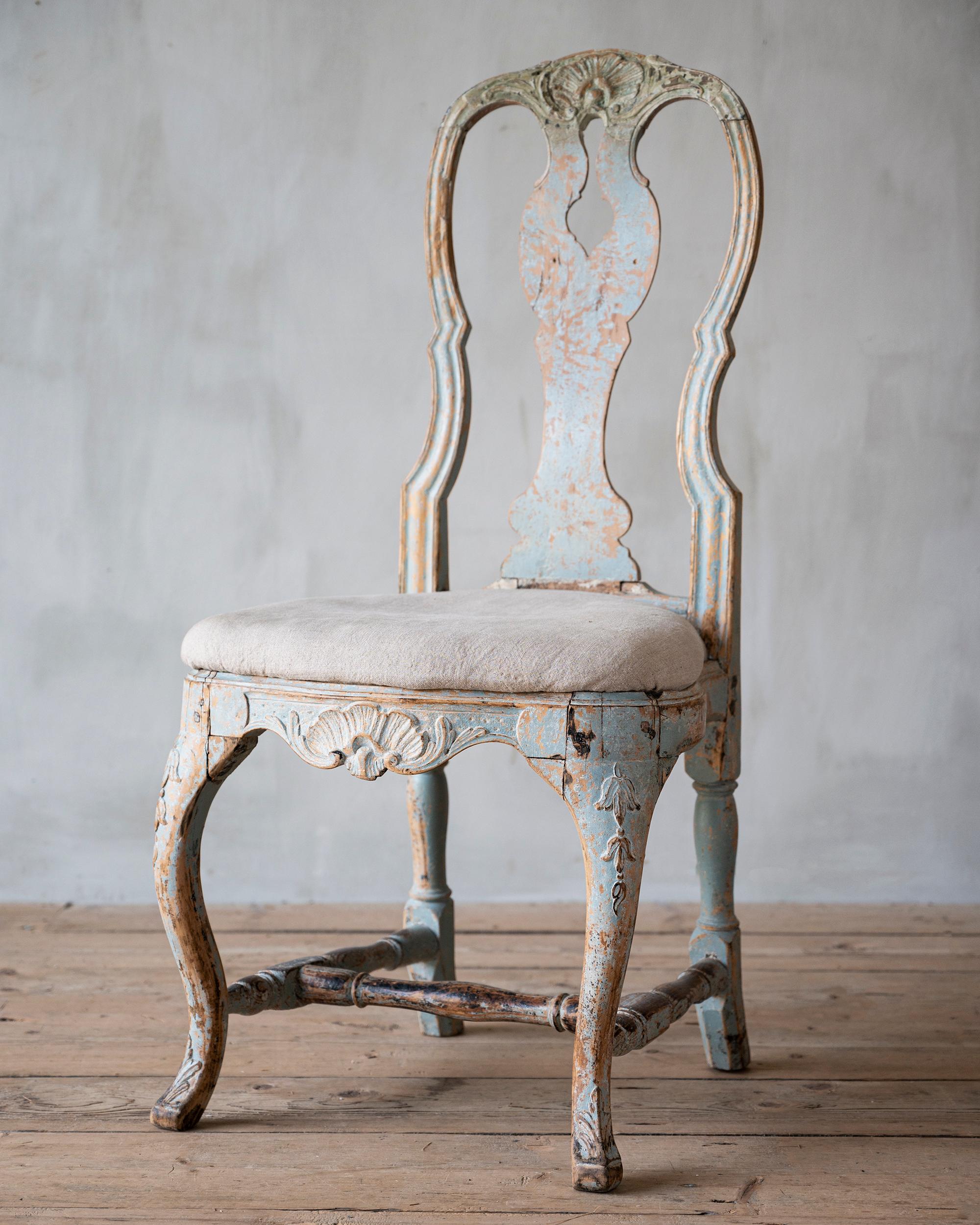 Außergewöhnlicher schwedischer Rokoko-Stuhl aus dem 18. Jahrhundert  (Holz) im Angebot