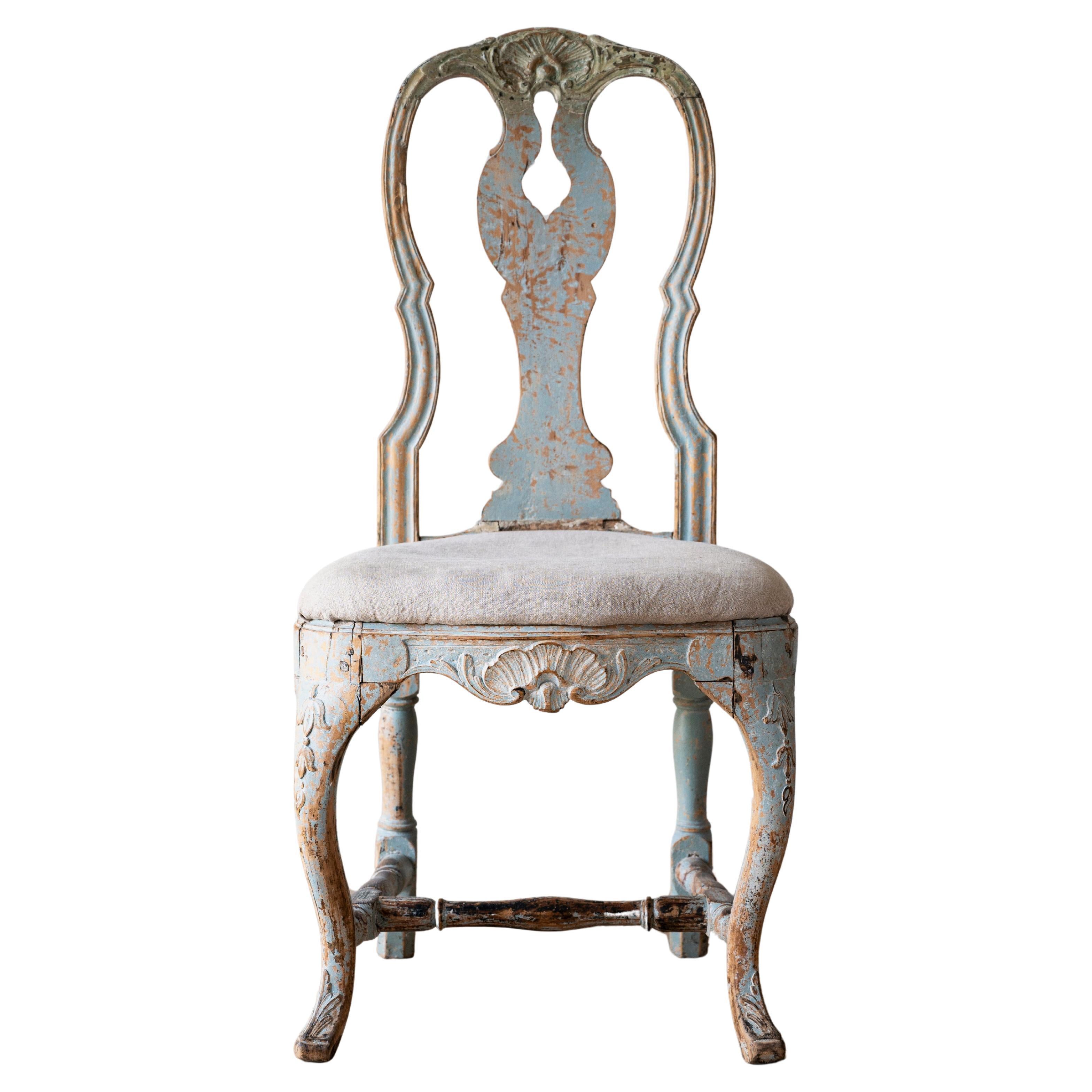 Exceptional 18th Century Swedish Rococo Chair  For Sale