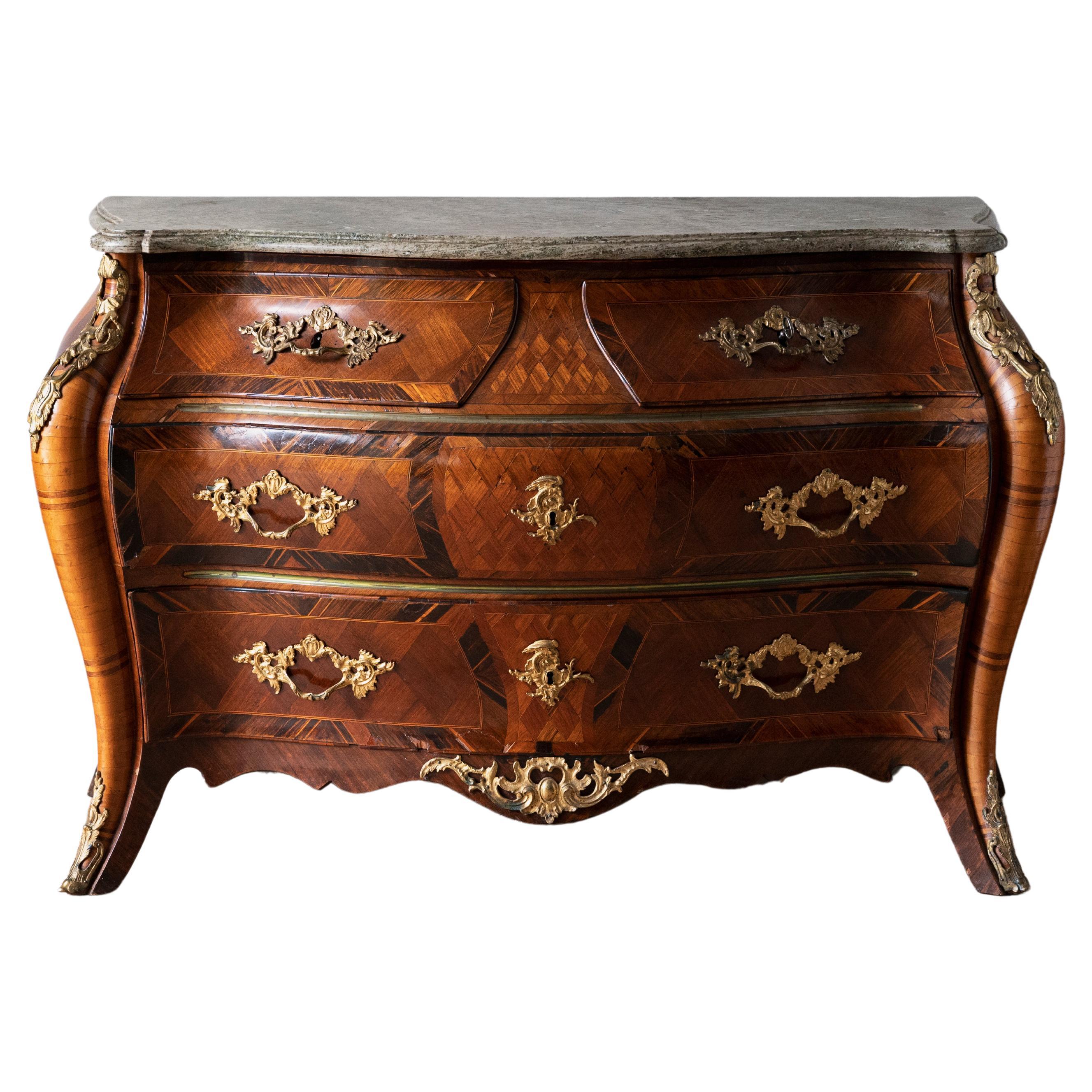 Exceptional 18th Century Swedish Rococo Commode For Sale