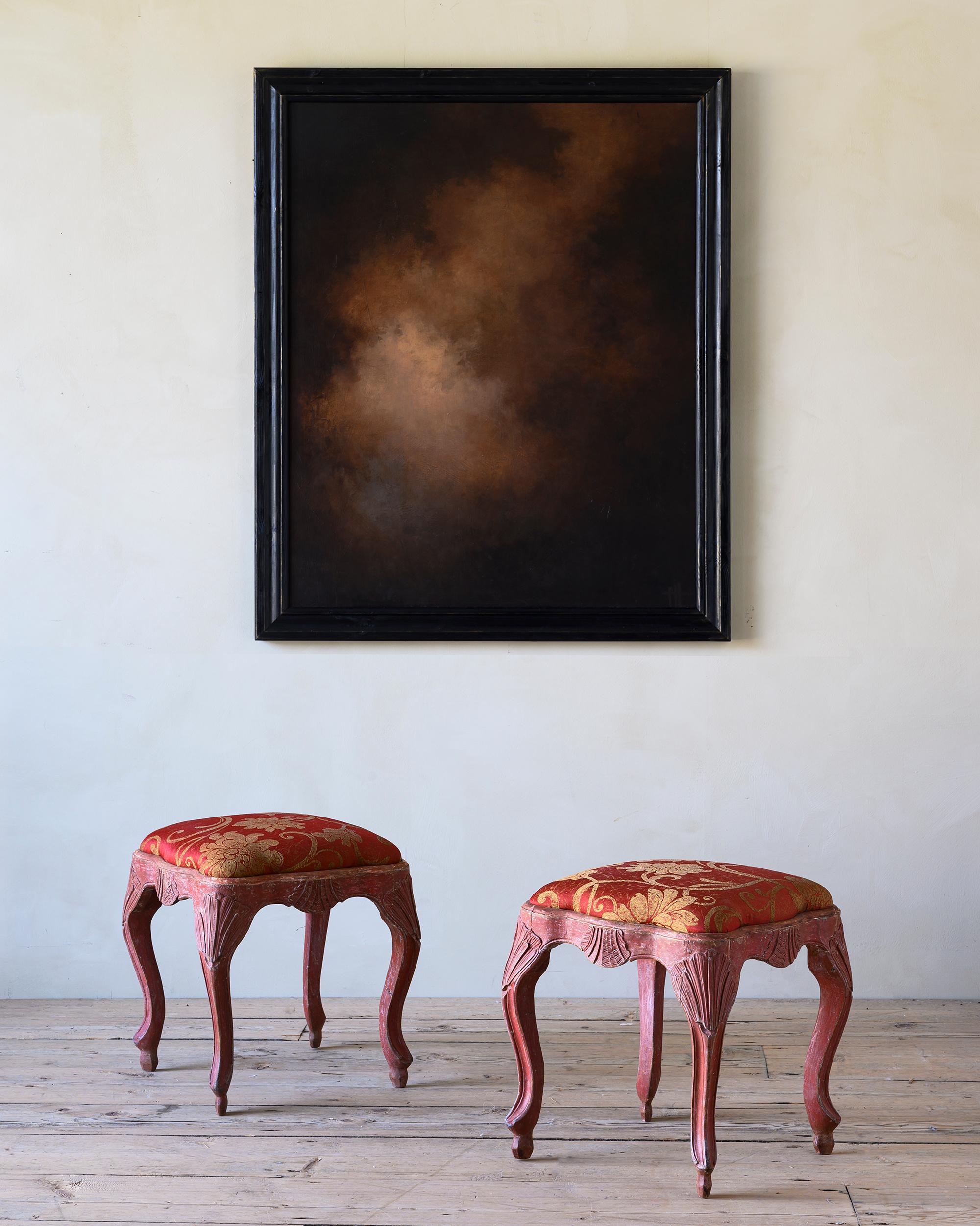 Exceptional 18th Century Swedish Rococo Stools In Good Condition In Mjöhult, SE