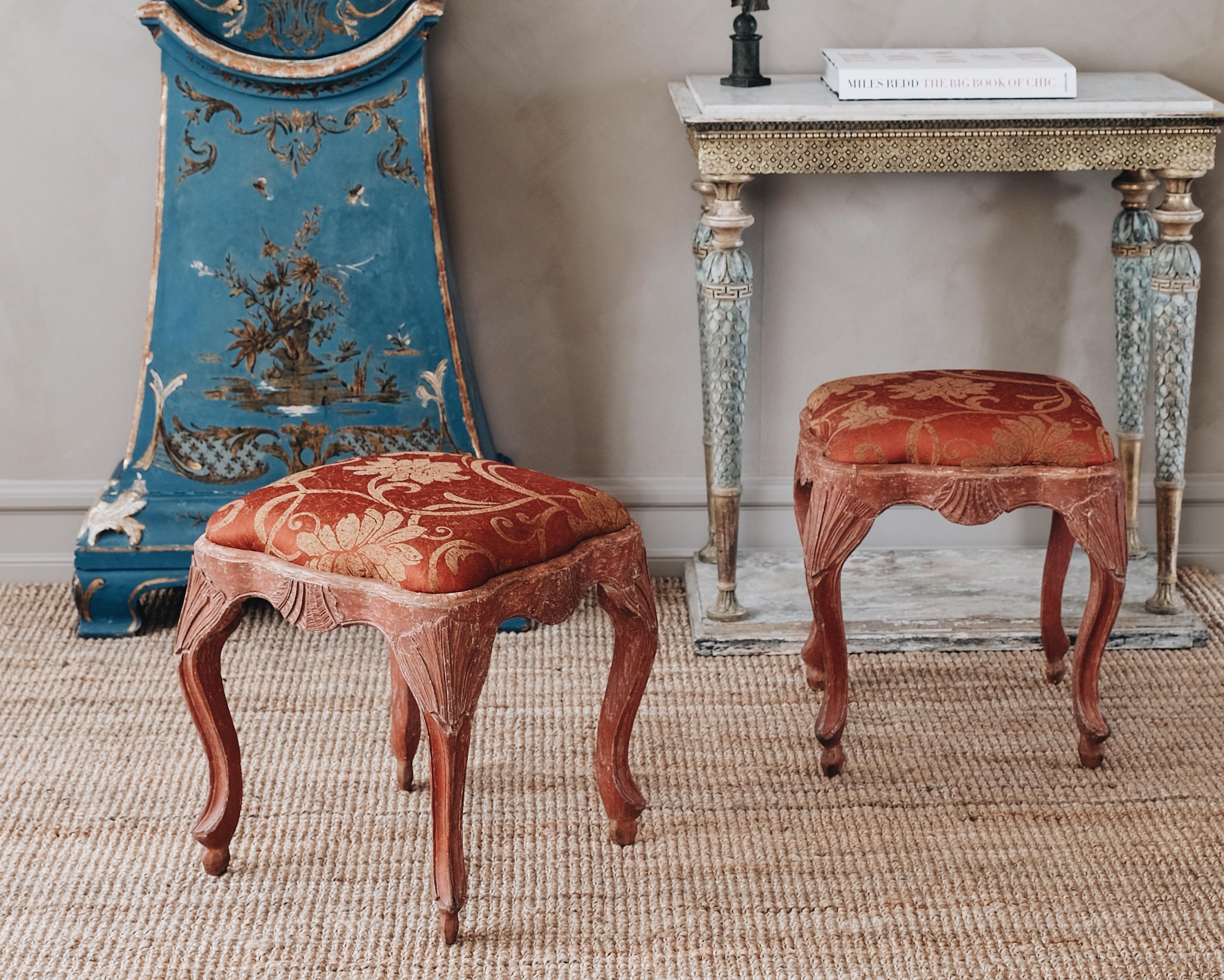 Wood Exceptional 18th Century Swedish Rococo Stools