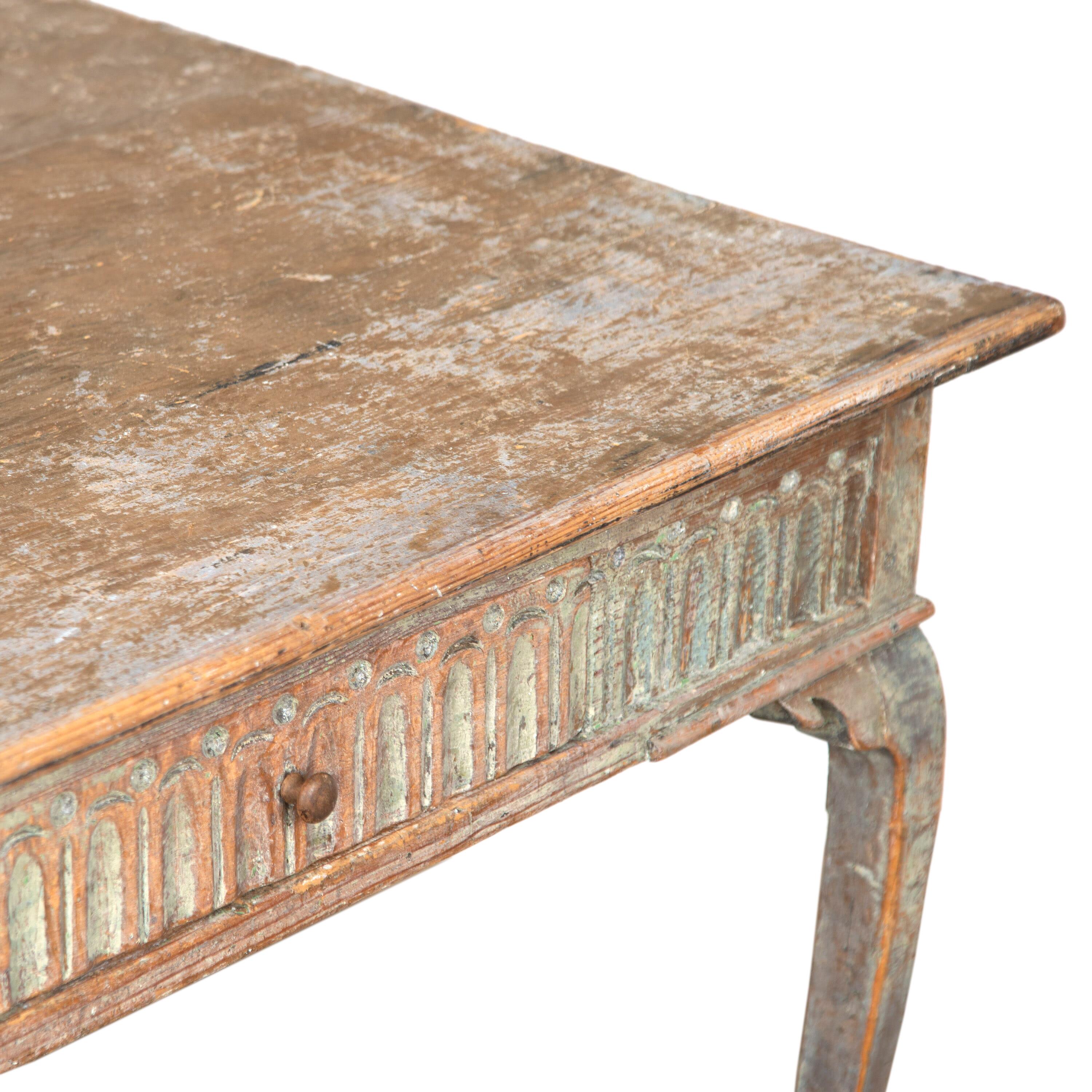 18th Century and Earlier Exceptional 18th Century Table in Original Paint from Finland