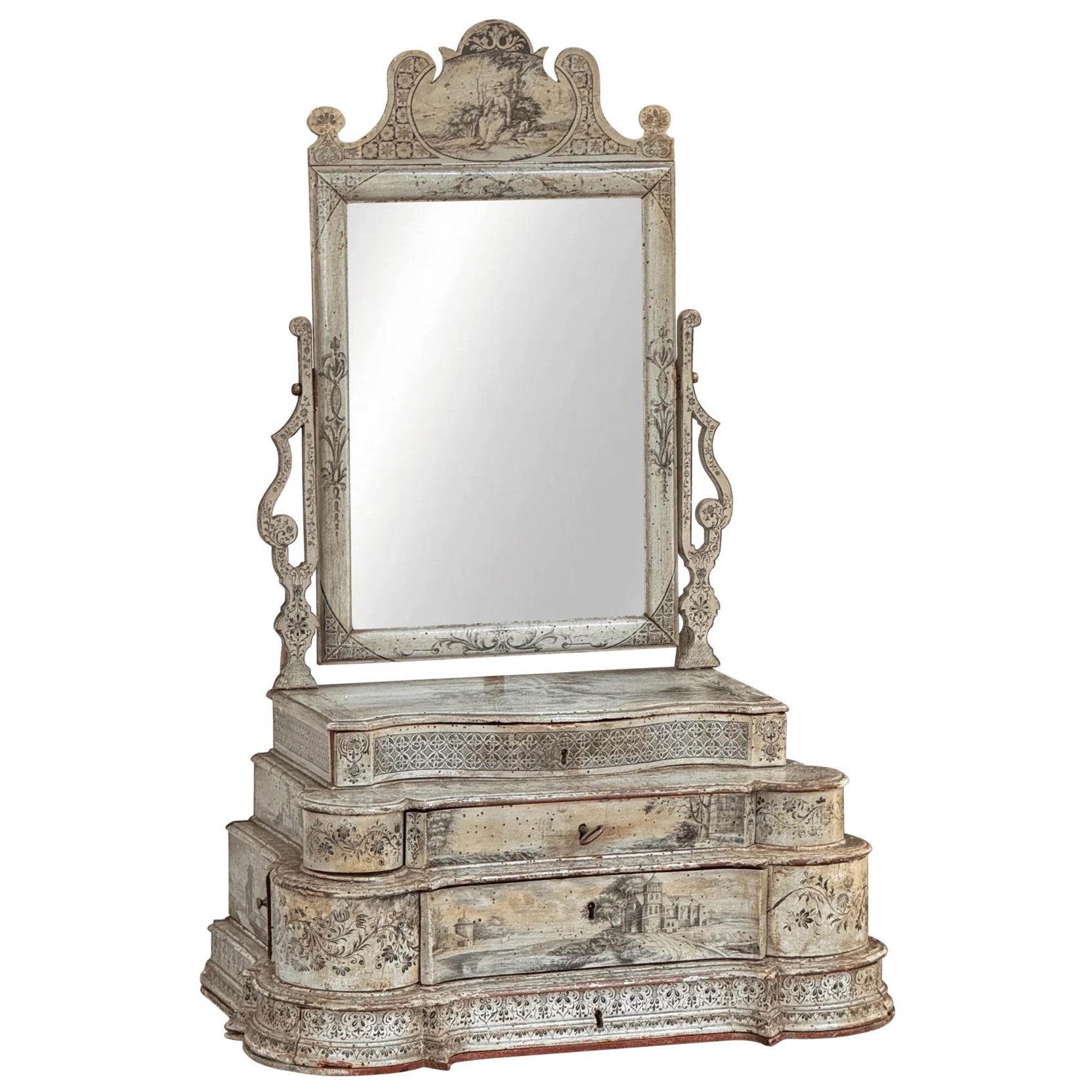 Exceptional 18th Century Venetian dressing table mirror / table top vanity