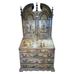 Exceptional 18th Century Venetian Lacquered Chinoiserie Bureau Cabinet