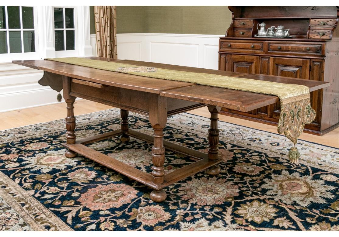 Exceptional 18th Century Walnut Continental Extension Dining Table For Sale 1