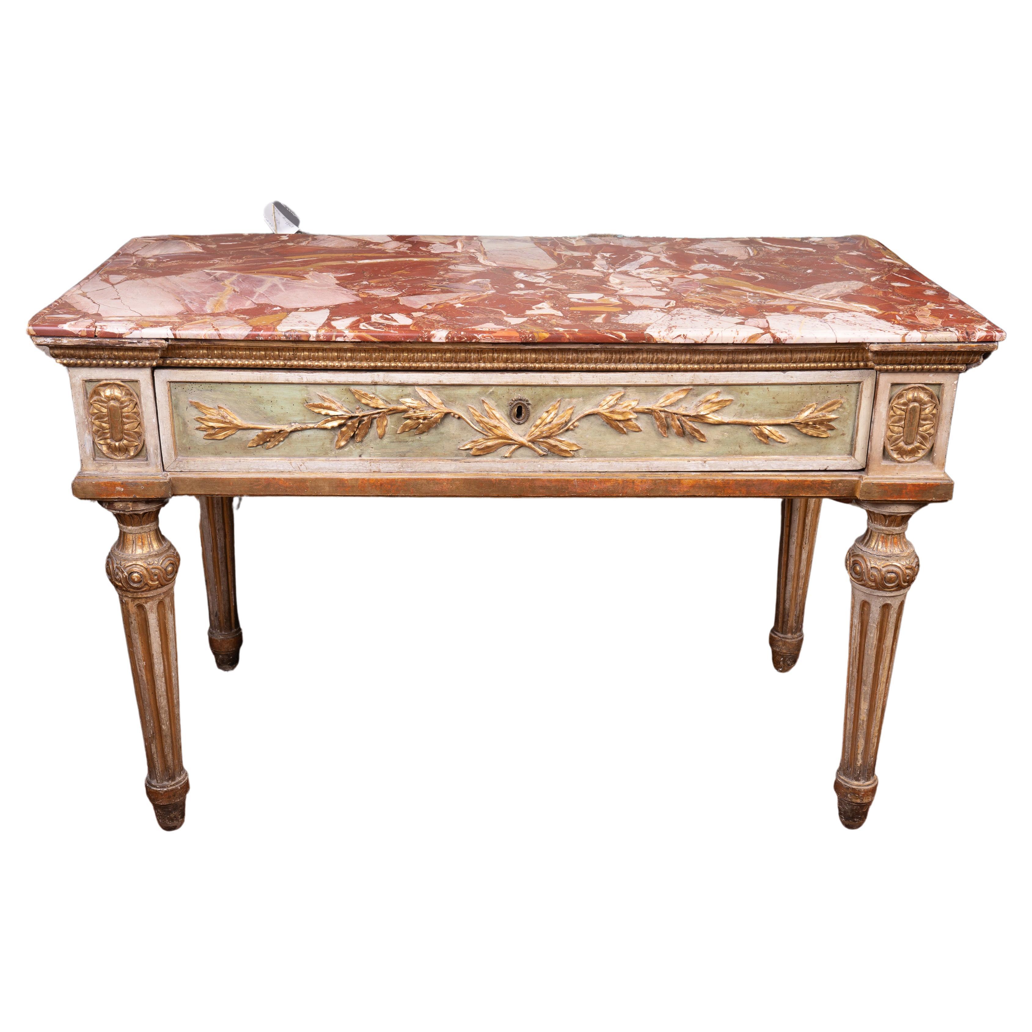 Exceptional 18thc Painted and Gilded Roman Console For Sale