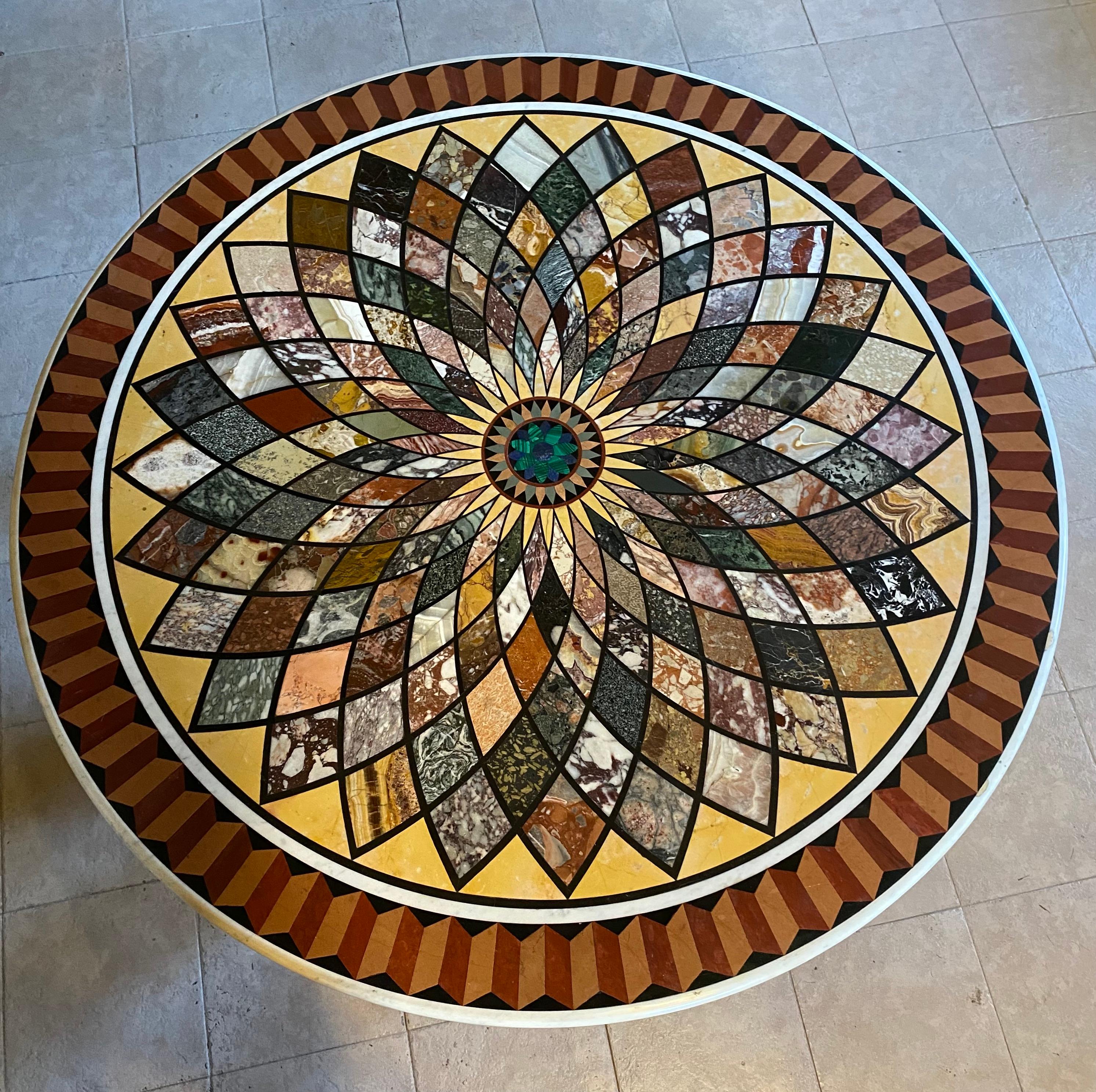 Neoclassical Exceptional 19th Century Italian Pietra Dura Marble Centre Table For Sale
