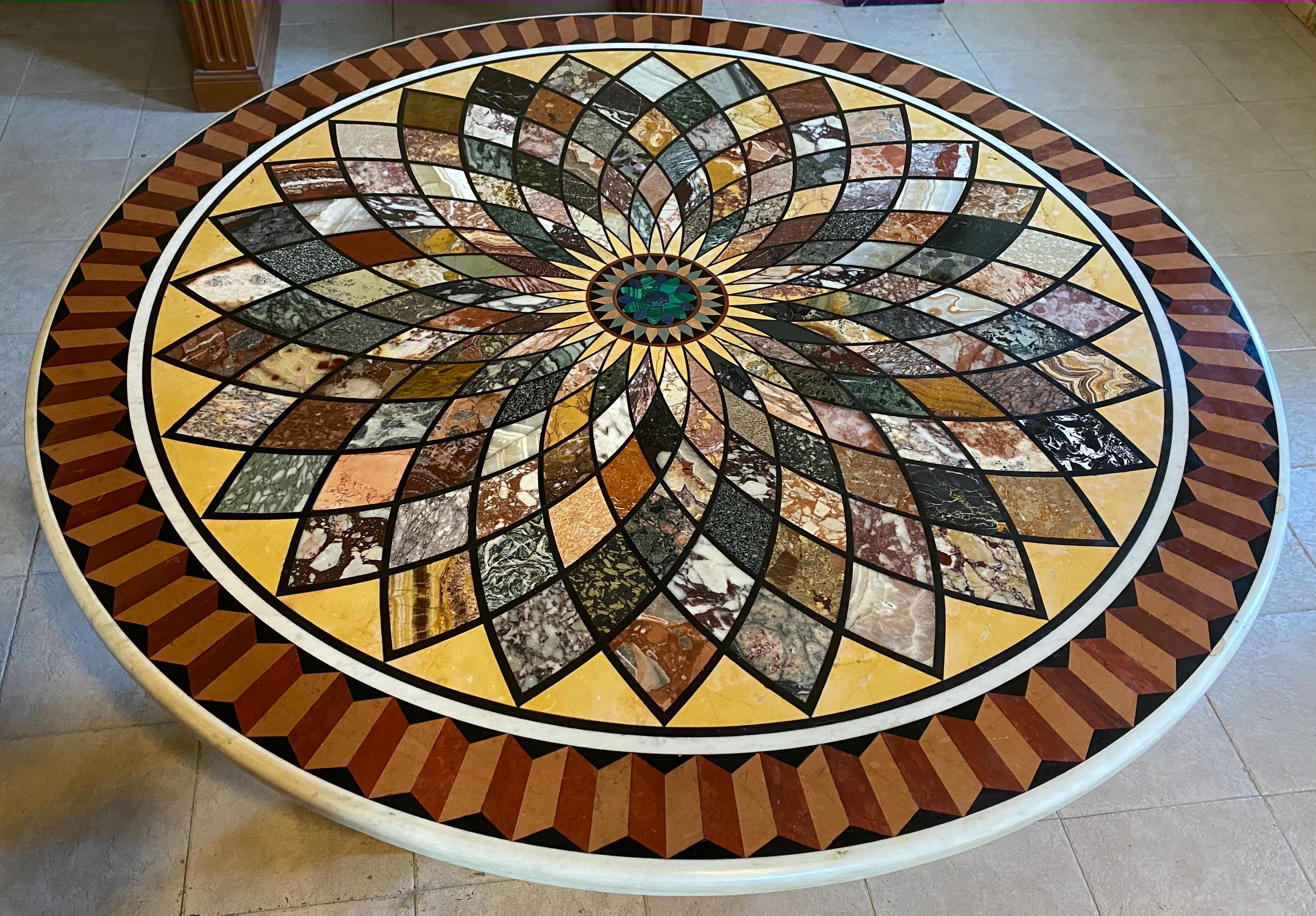 Inlay Exceptional 19th Century Italian Pietra Dura Marble Centre Table For Sale