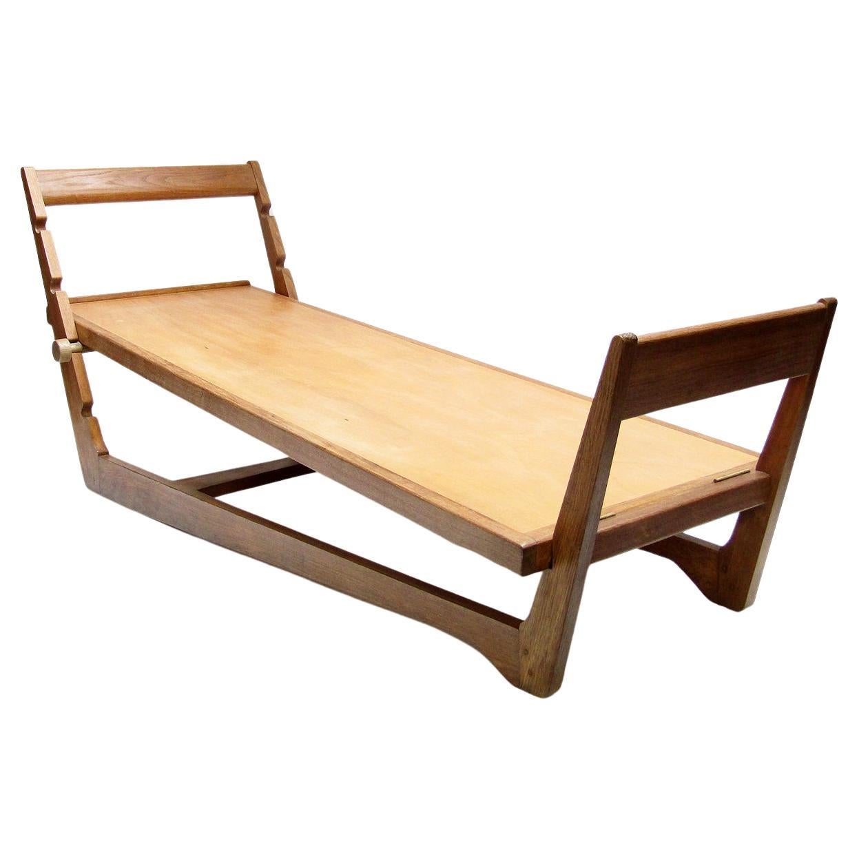 Exceptional 1950s Adjustable Daybed in Oak by Maurice Pre, France