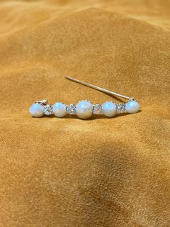 Exceptional 1950s Boucheron Natural Pearl and Diamond Bar Brooch