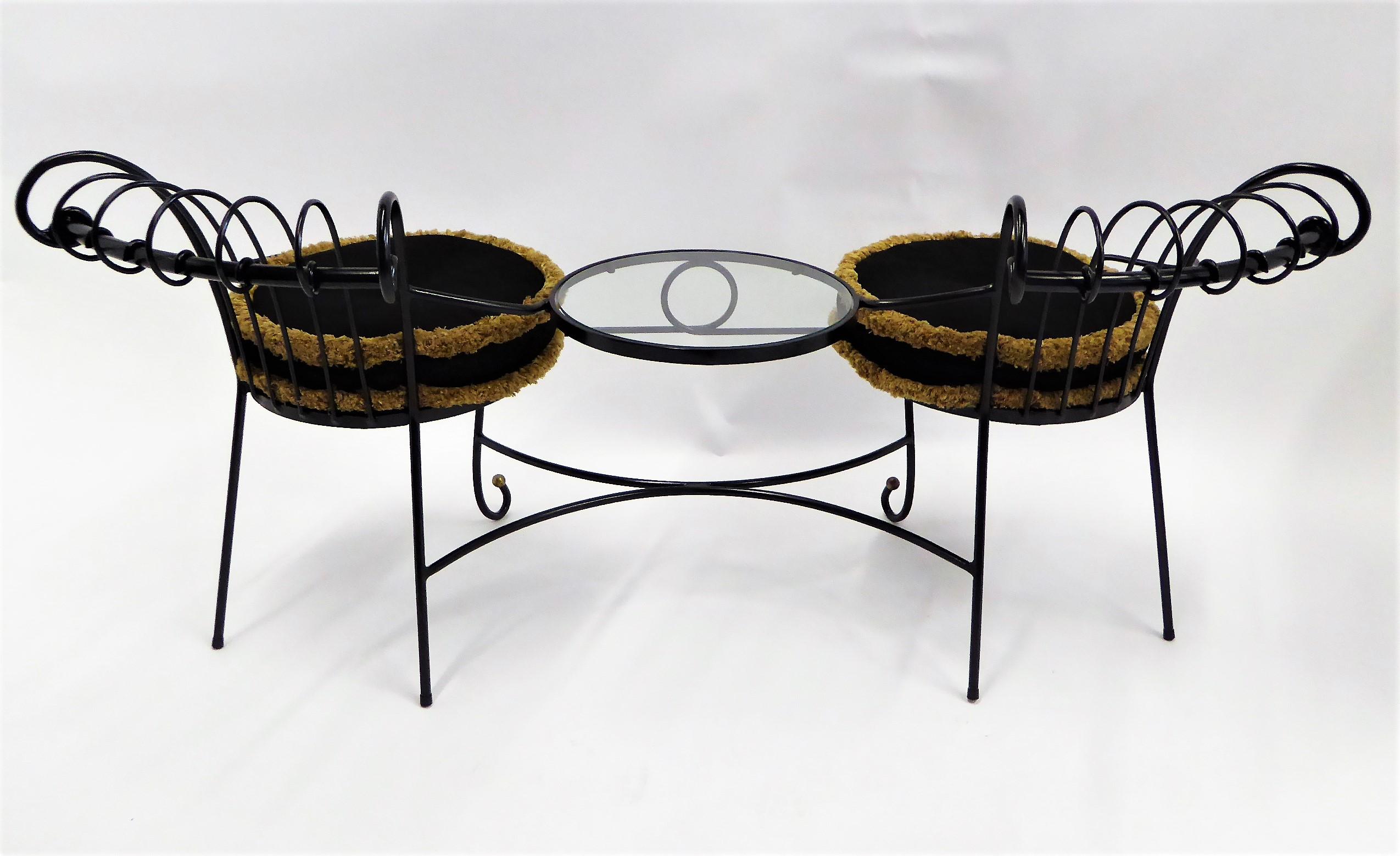 Exceptional 1950s Wrought Iron Tete a Tete or Settee in the Style of Tempestini 6