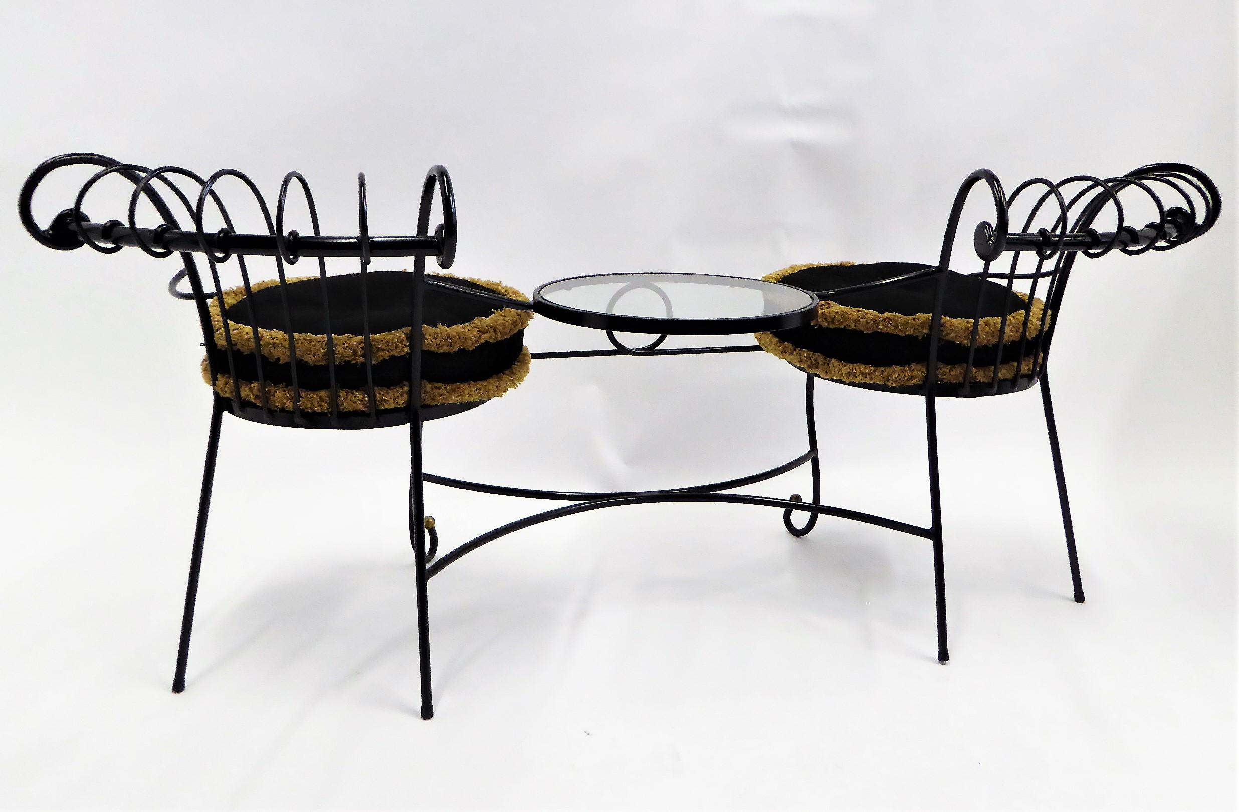 Italian Exceptional 1950s Wrought Iron Tete a Tete or Settee in the Style of Tempestini
