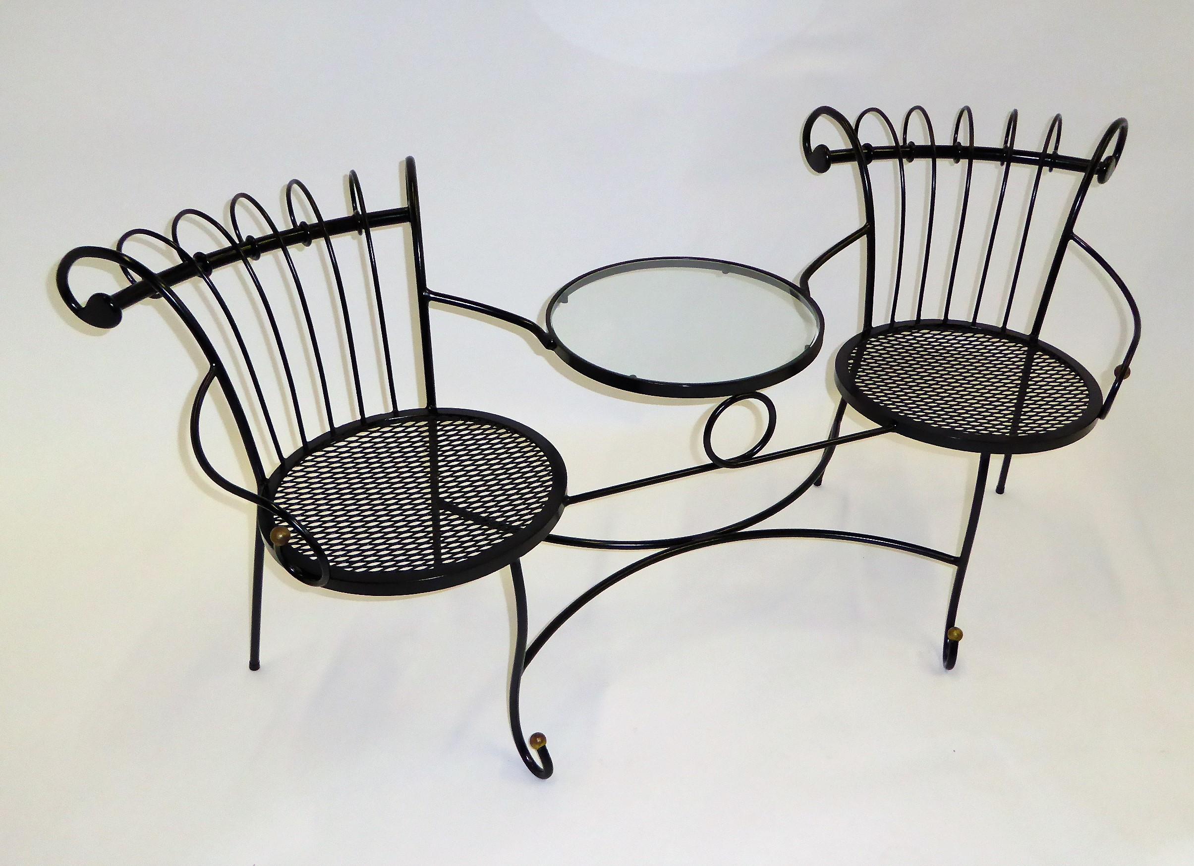 Exceptional 1950s Wrought Iron Tete a Tete or Settee in the Style of Tempestini In Good Condition In Miami, FL