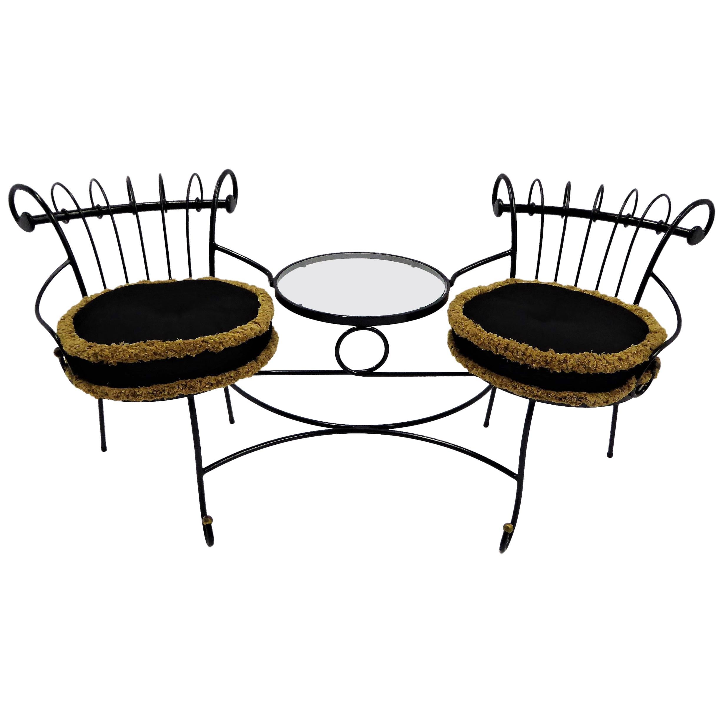 Exceptional 1950s Wrought Iron Tete a Tete or Settee in the Style of Tempestini