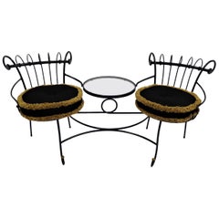 Exceptional 1950s Wrought Iron Tete a Tete or Settee in the Style of Tempestini