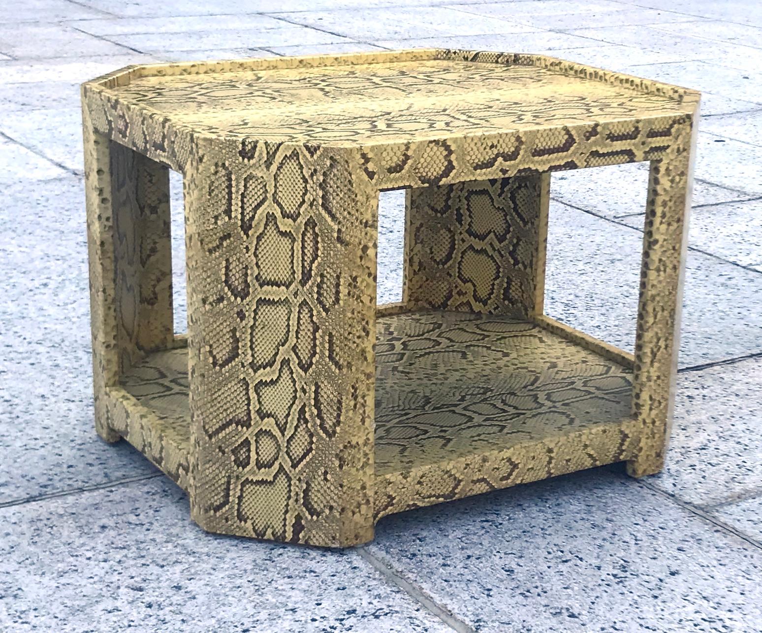 American Exceptional 1970s Karl Springer Python Covered Cocktail Table