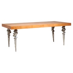 Used Exceptional 1980's table with aluminium cast legs