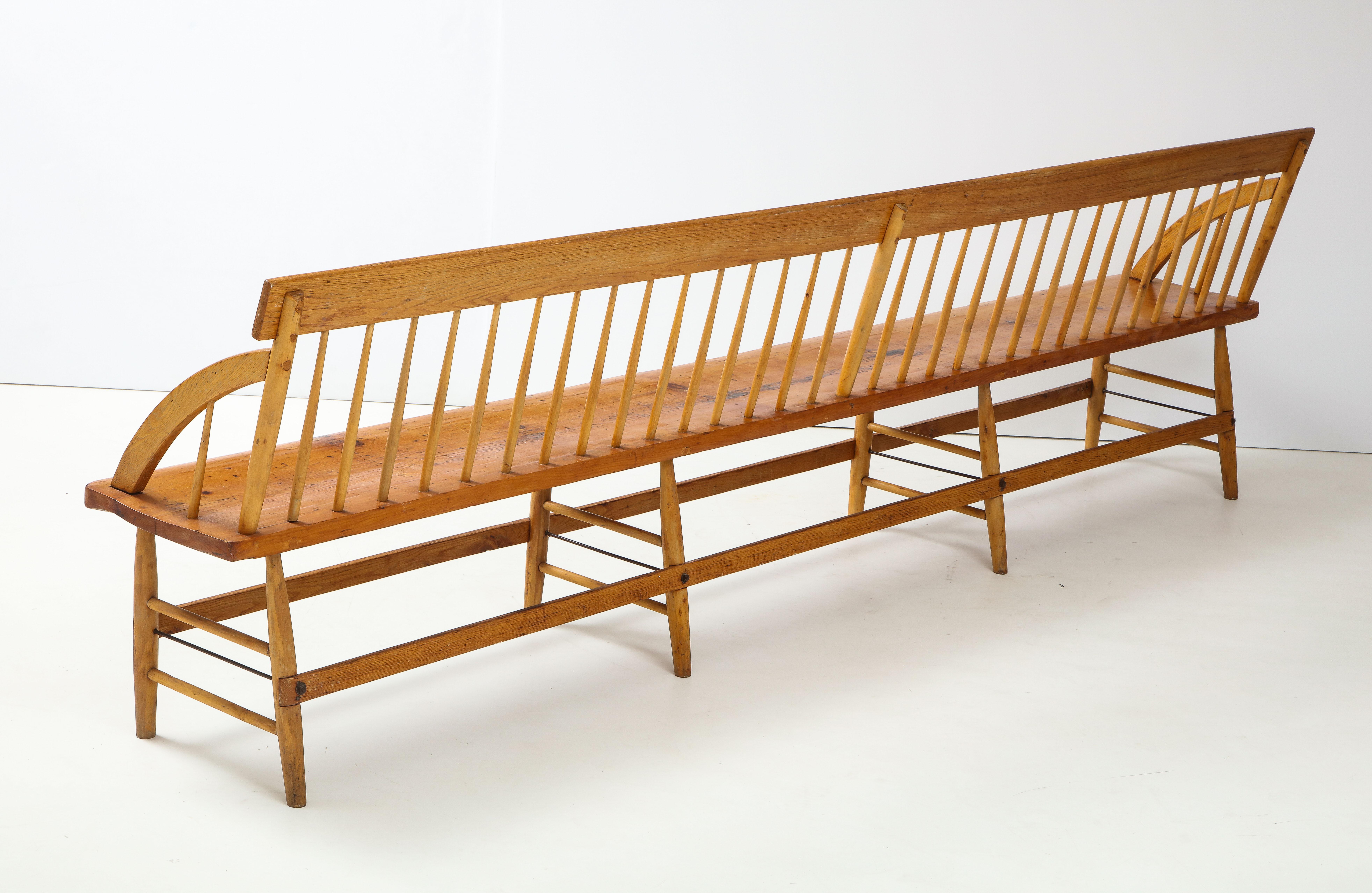 Exceptional 19th C. Hand Made Quaker Meeting House Bench, New England/Cape Cod 5
