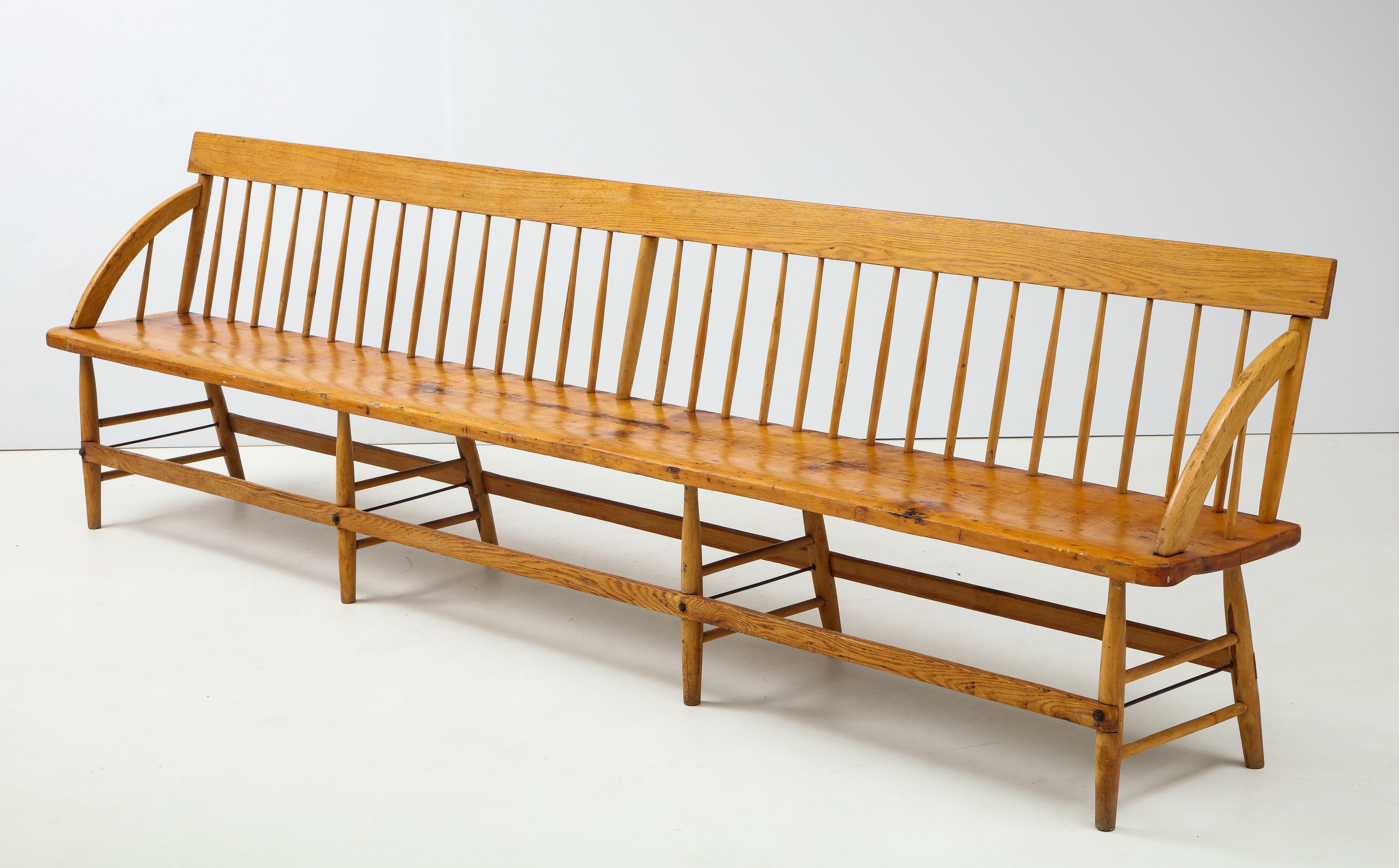Shaker Exceptional 19th C. Hand Made Quaker Meeting House Bench, New England/Cape Cod