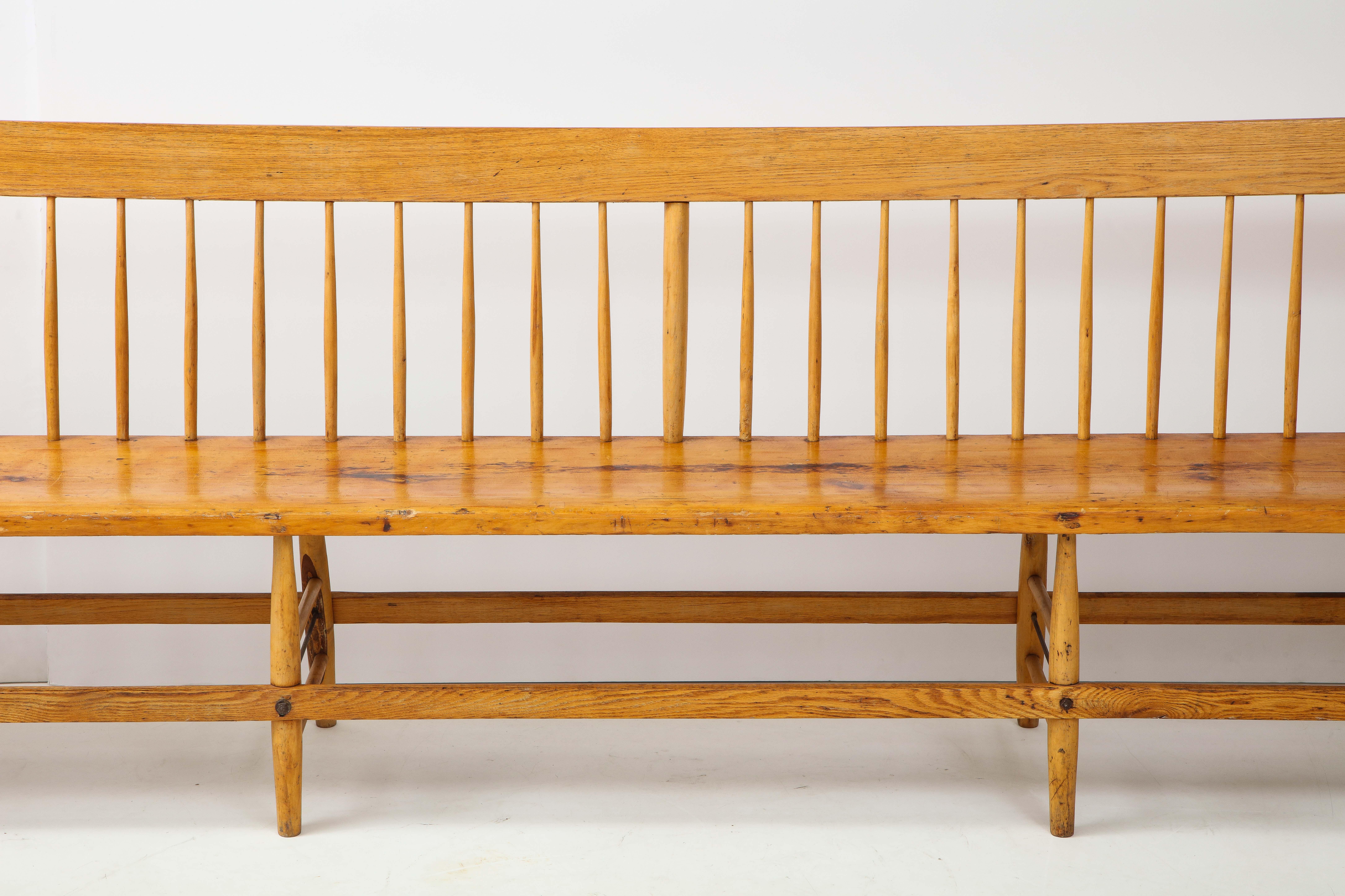 American Exceptional 19th C. Hand Made Quaker Meeting House Bench, New England/Cape Cod