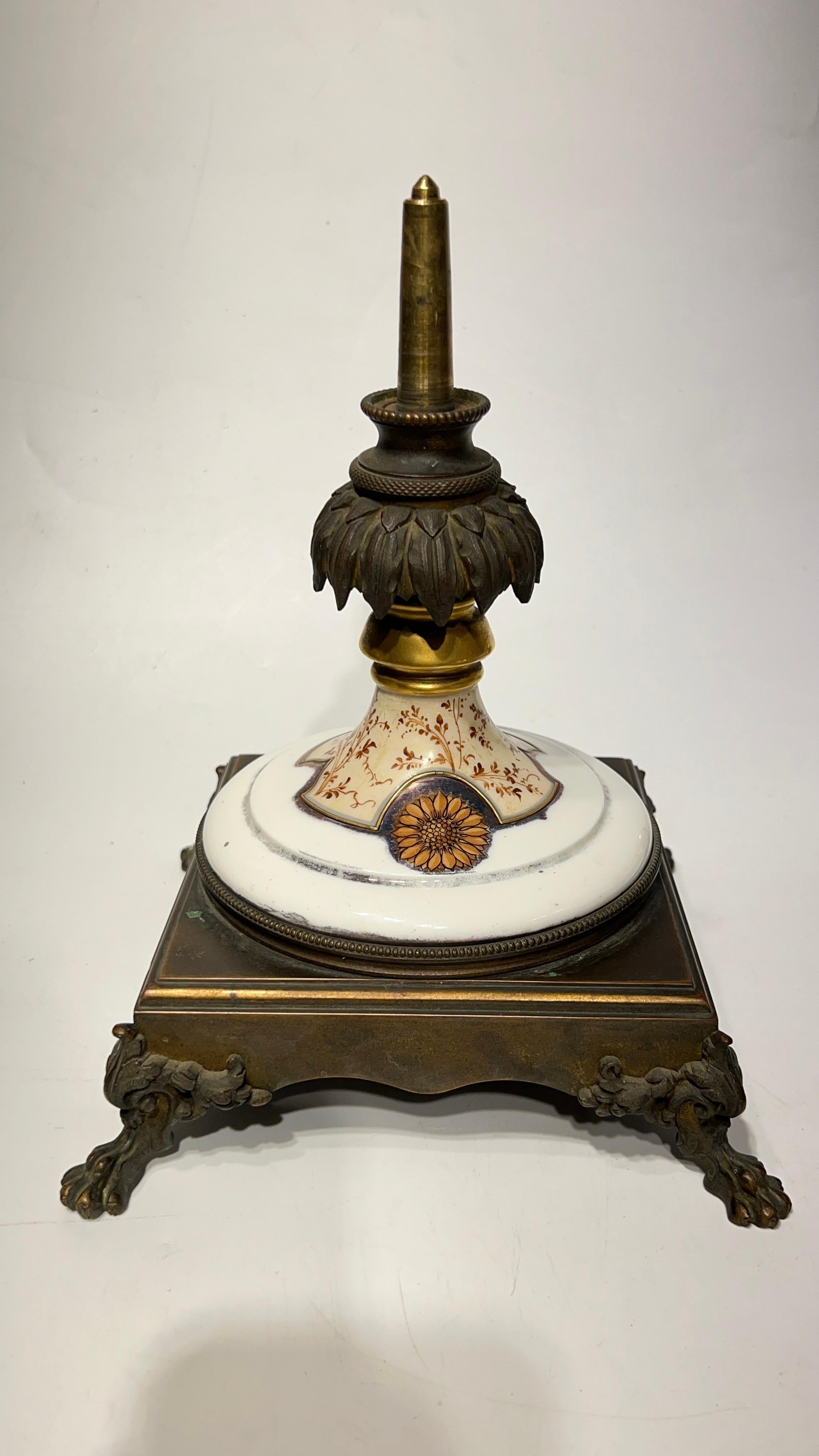 Exceptional 19th C Neoclassical Sevres Style Porcelain Bronze Vase with Cover For Sale 6