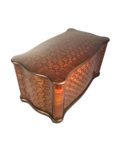 Exceptional 19th C Parquetry Tea Caddy with Serpentine Sides Marked TAHAN Paris