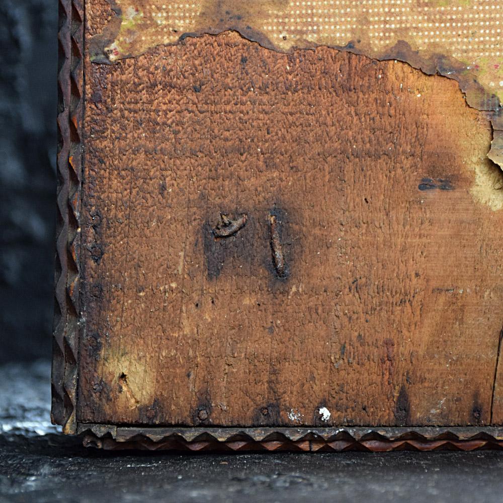 Hand-Carved Exceptional 19th Century American Tramp Art Candle Box For Sale