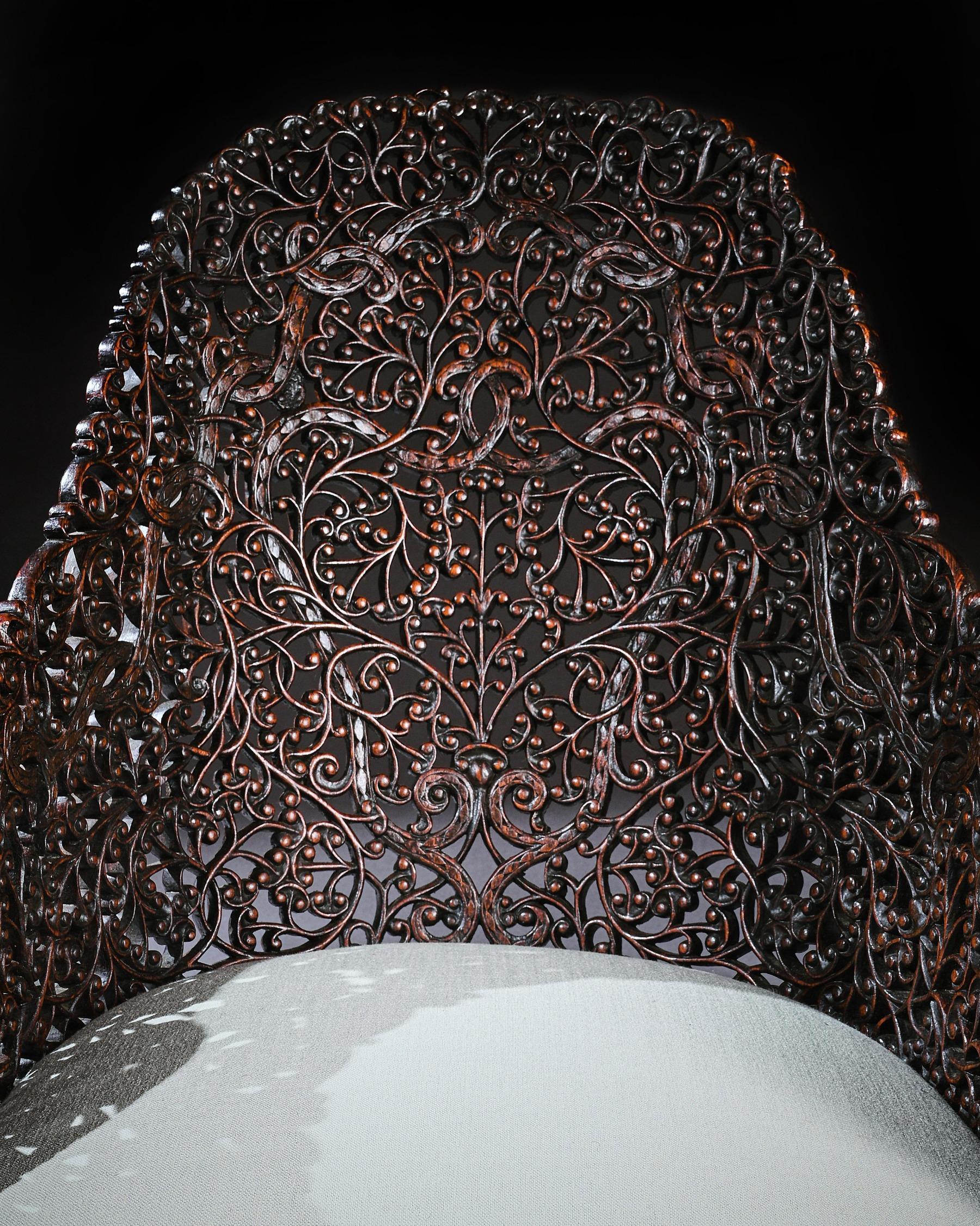 Exceptional 19th Century Anglo-Indian Carved Teak Armchair 3