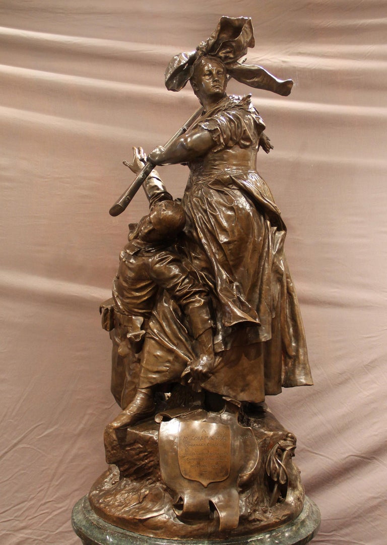 Belle Époque Exceptional 19th Century Bronze Entitled ““Quand Meme” by Mercié and Barbedienne For Sale