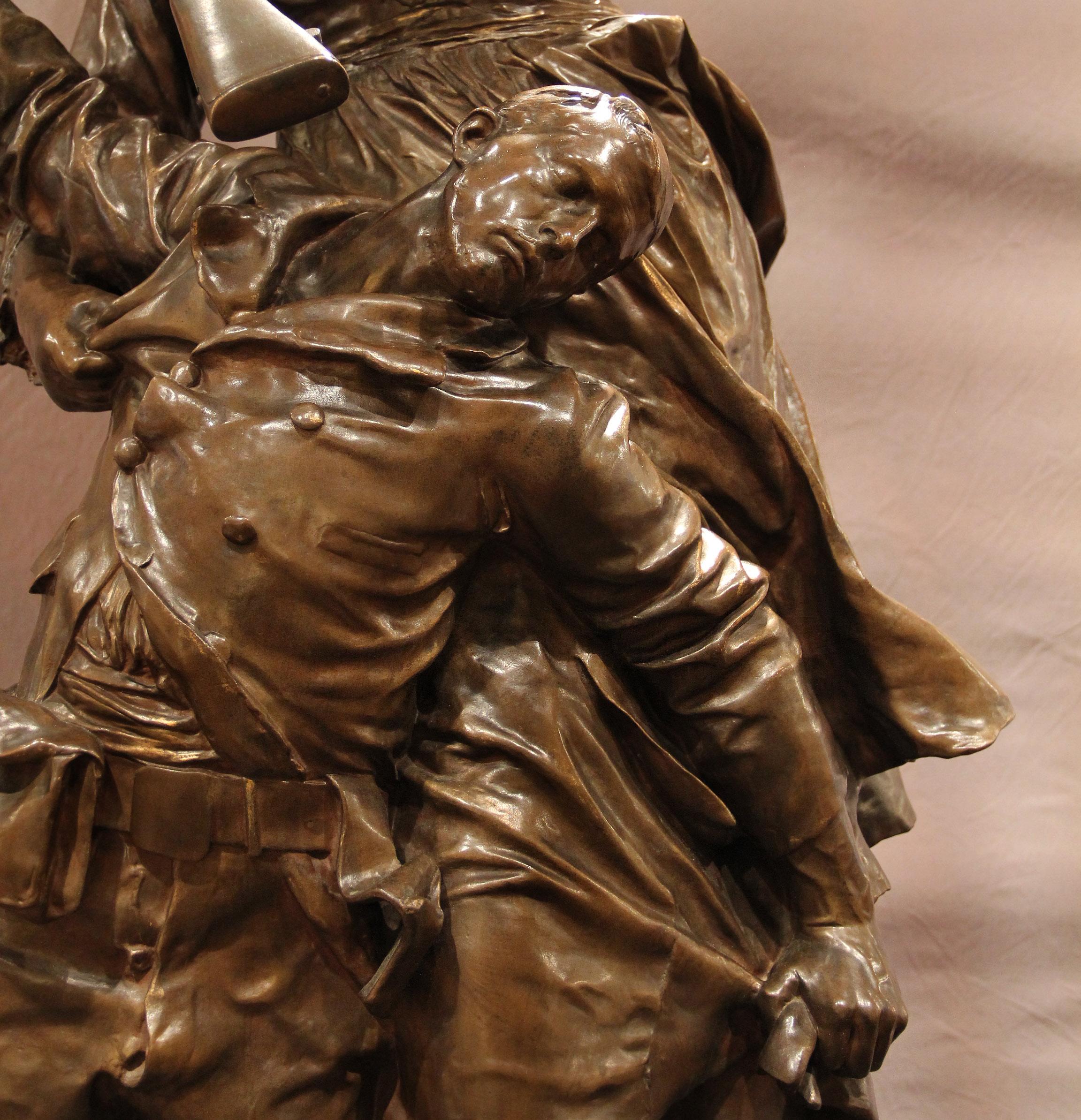 Belle Époque Exceptional 19th Century Bronze Entitled ““Quand Meme” by Mercié and Barbedienne For Sale