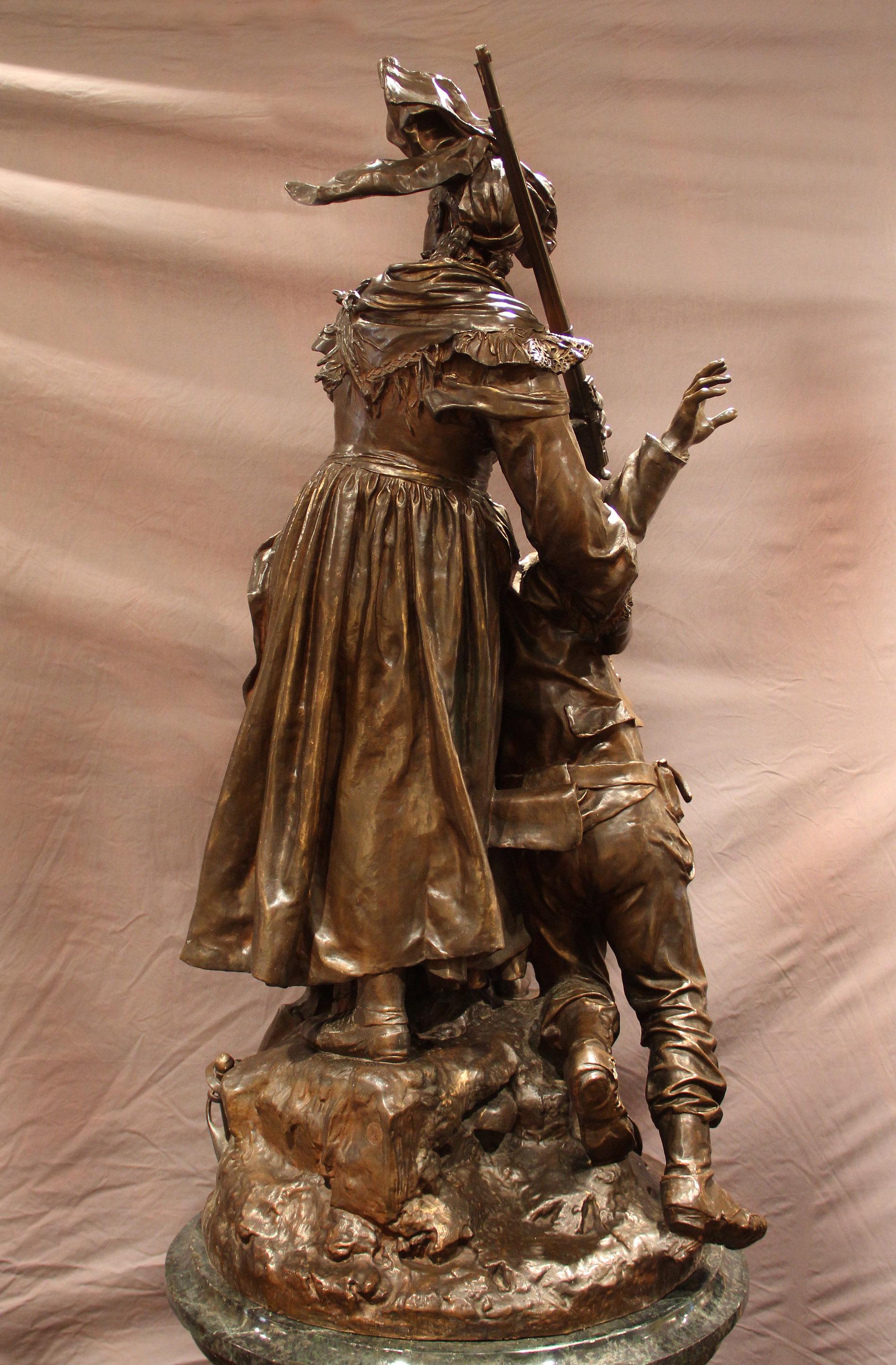 Patinated Exceptional 19th Century Bronze Entitled ““Quand Meme” by Mercié and Barbedienne For Sale