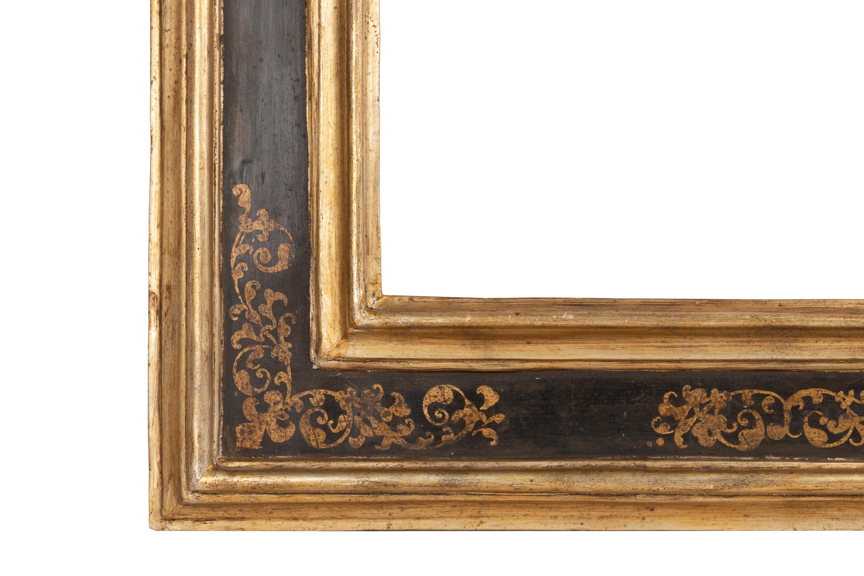 Renaissance Exceptional 19th Century Carved Painted Giltwood Italian Frame or Mirror, Italy